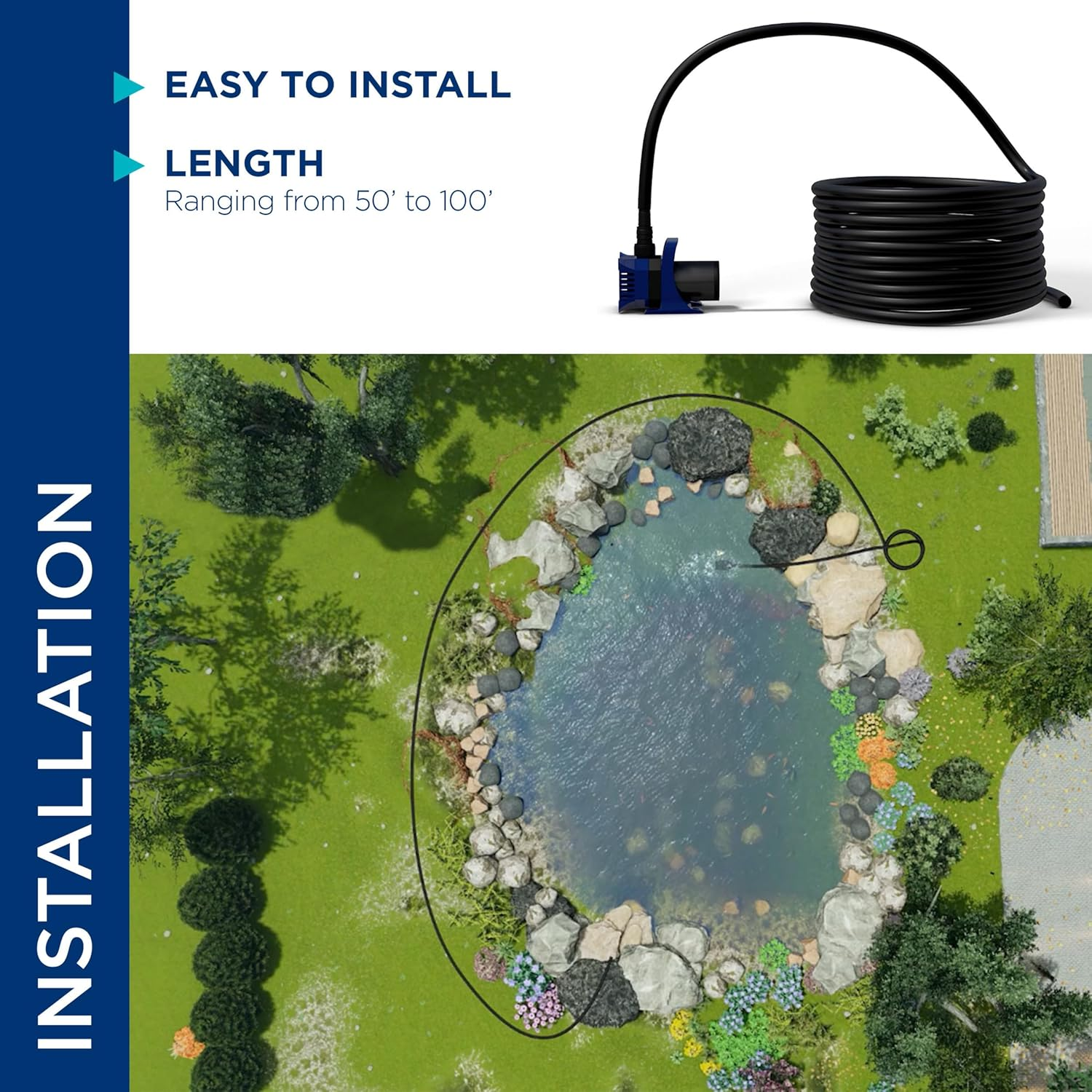 Alpine Corporation 100 Ft. PVC Tubing with 3/8" inside Diameter for Ponds and Fountains, Black image number 1