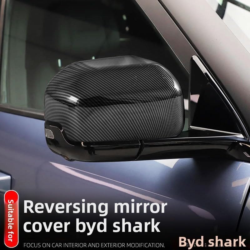 For BYD Shark 6 2024 2025 ABS Carbon Fiber/Bright Black/Matte Black Mirror Cover - Scratch Resistant, 3M Adhesive, Side Mirror Protection (Bright Black) - Bright Black image number 2
