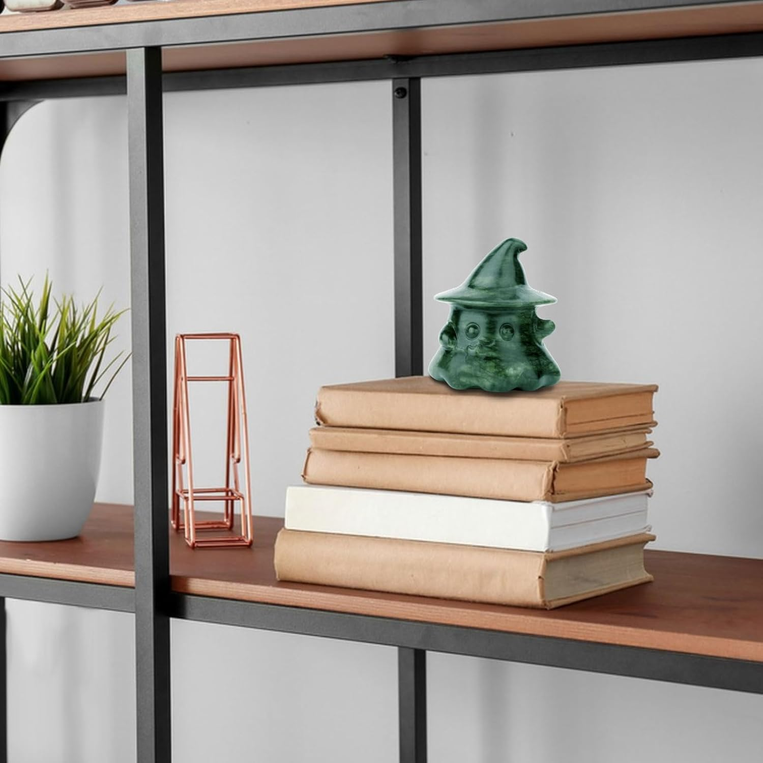 Gemshan Ghost Statue Decorations Indoor, Cut Ghost Statue with Wizard Hatsculpture Spooky Halloween Decor for Home Table Tray Shelf image number 1