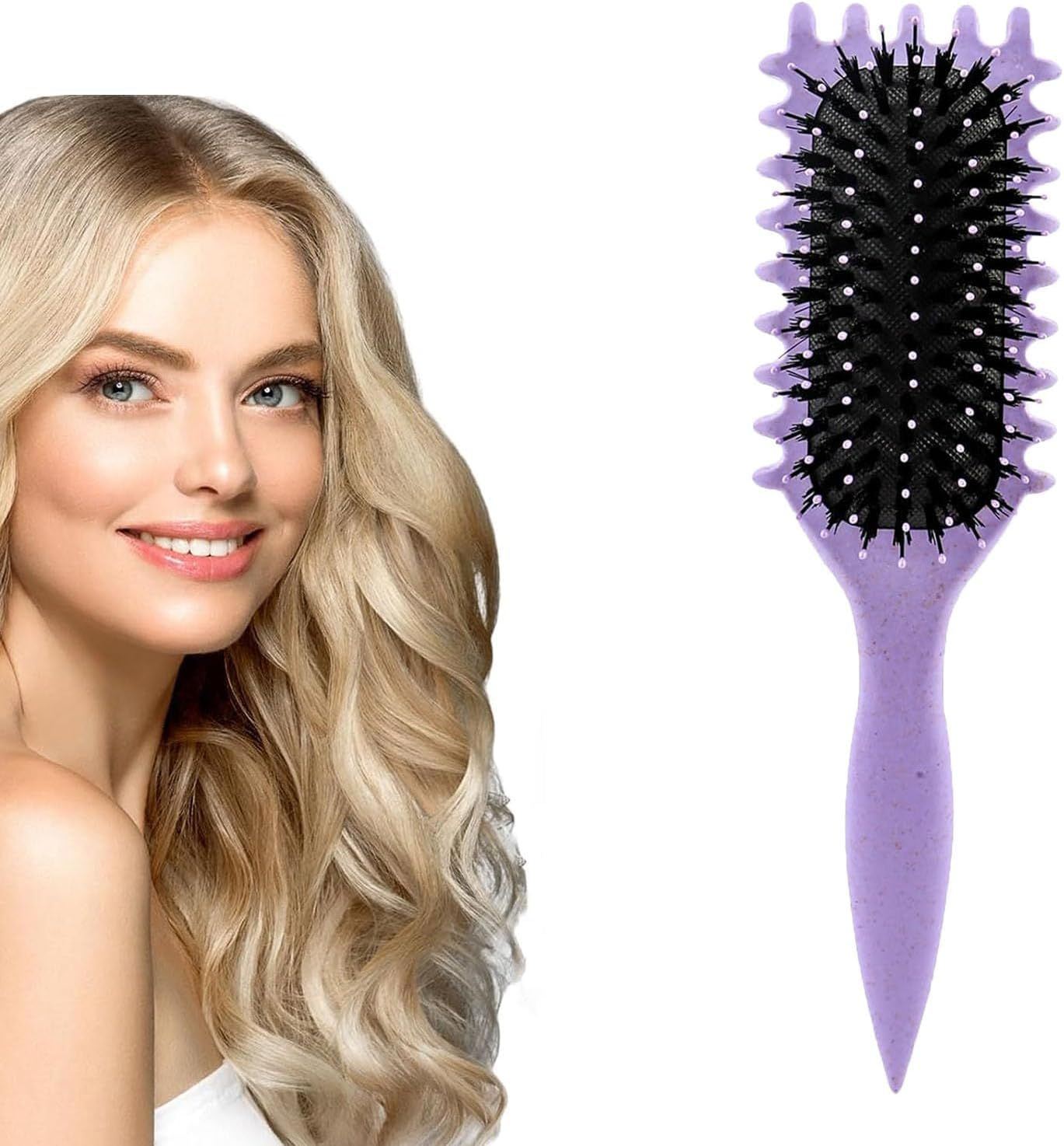 Curly Hair Brush, Curl Comb, Curl Define Styling Brush for Curly Hair, Curly Hair Brush, Curl Define Styling Brush, 2024 New Curly Hair Brush for Detangling for Combing Men and Women (Purple) - Beige_Style3 image number 5
