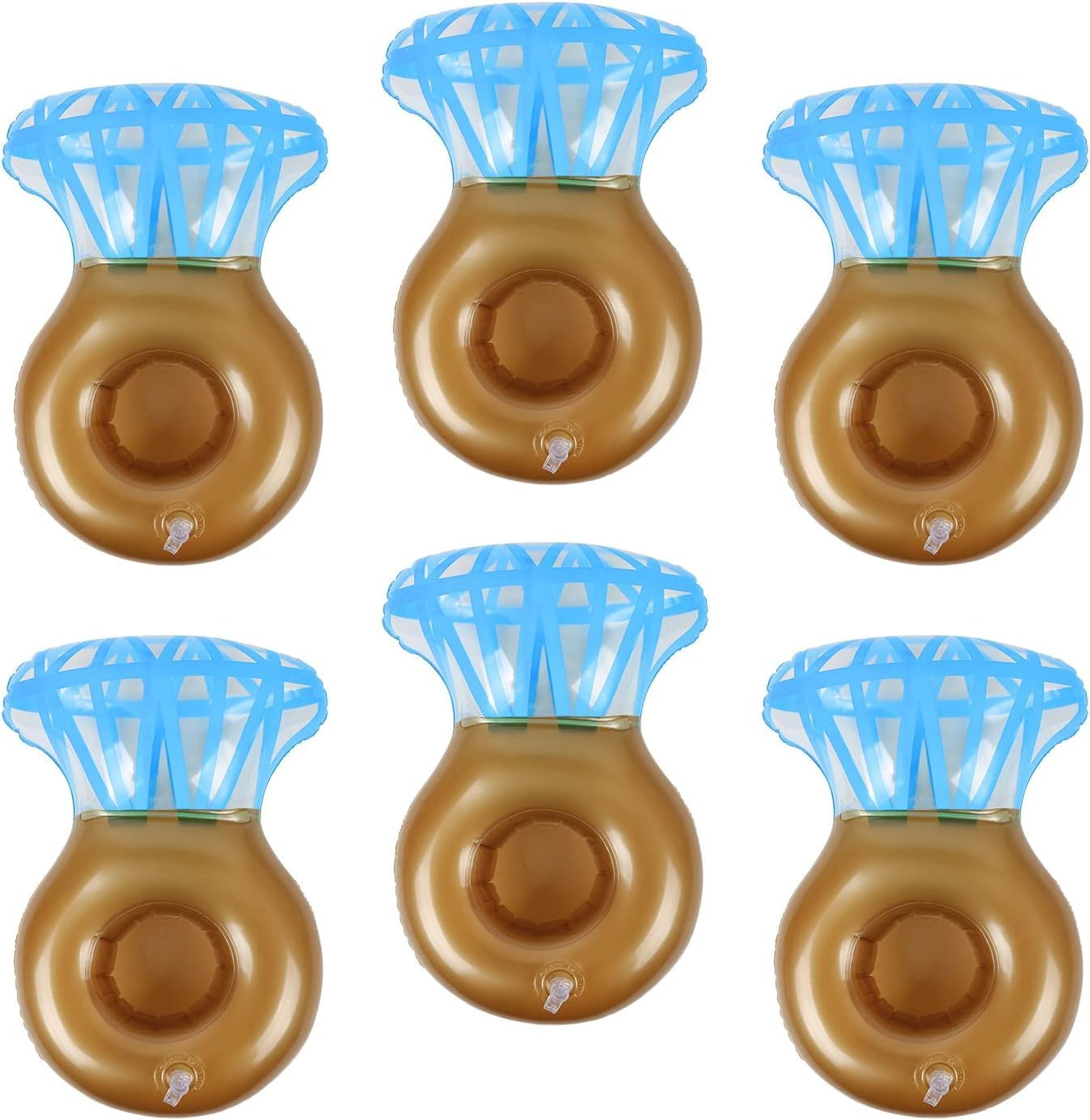 Pack of 6 Inflatable Drink Holder Pool, Diamond Pool Drink Holder Floating Set, Inflatable Floating Bottle Holder, Pool Accessories Fun for Summer Pool Party, Beach Theme Party image number 6