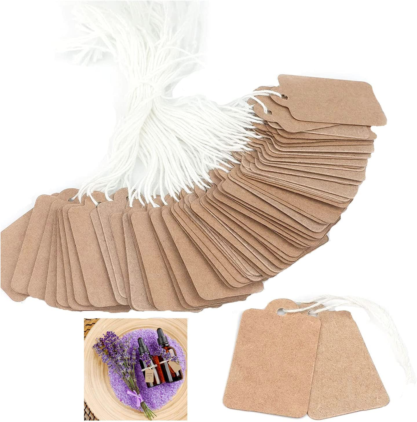 500Pcs Price Tags,26Mm*15Mm Marking with String,Writable Brown for Clothing,Necklaces,Jewelry,Hanging Rope Tags (Brown) image number 2