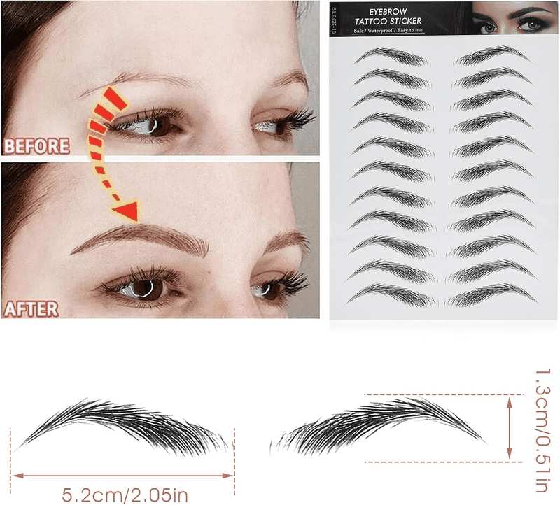 Molain 4D Hair-Like Eyebrow Tattoos - 12 Sheets Waterproof Long-Lasting Eyebrow Transfers - Peel off Stickers - Classic Style, 132 Pairs image number 4