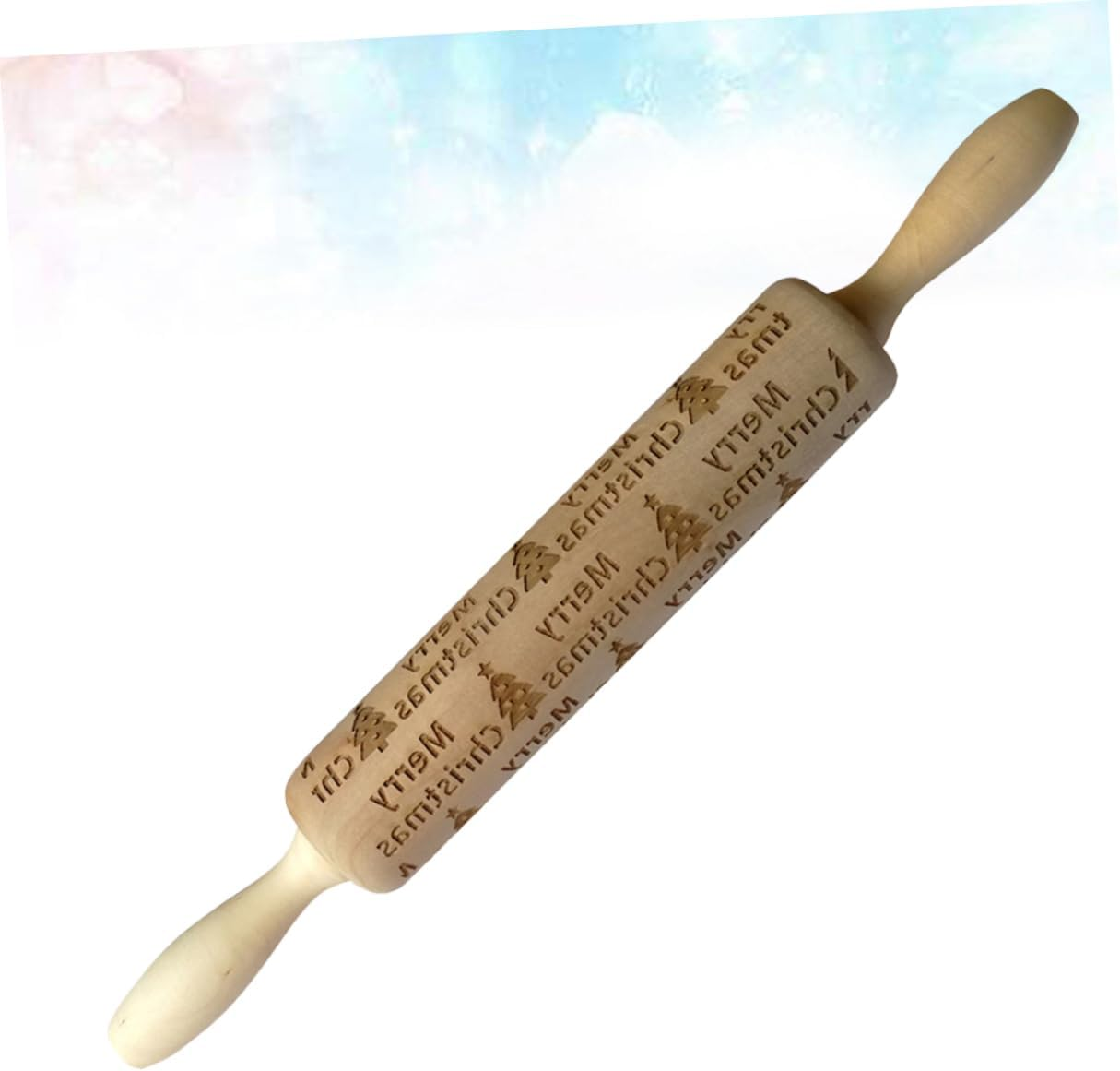 LABRIMP Wood Rolling Pin Christmas Printing Creative Wooden Rolling Pin for Home Store Baking Holiday Decorative image number 5