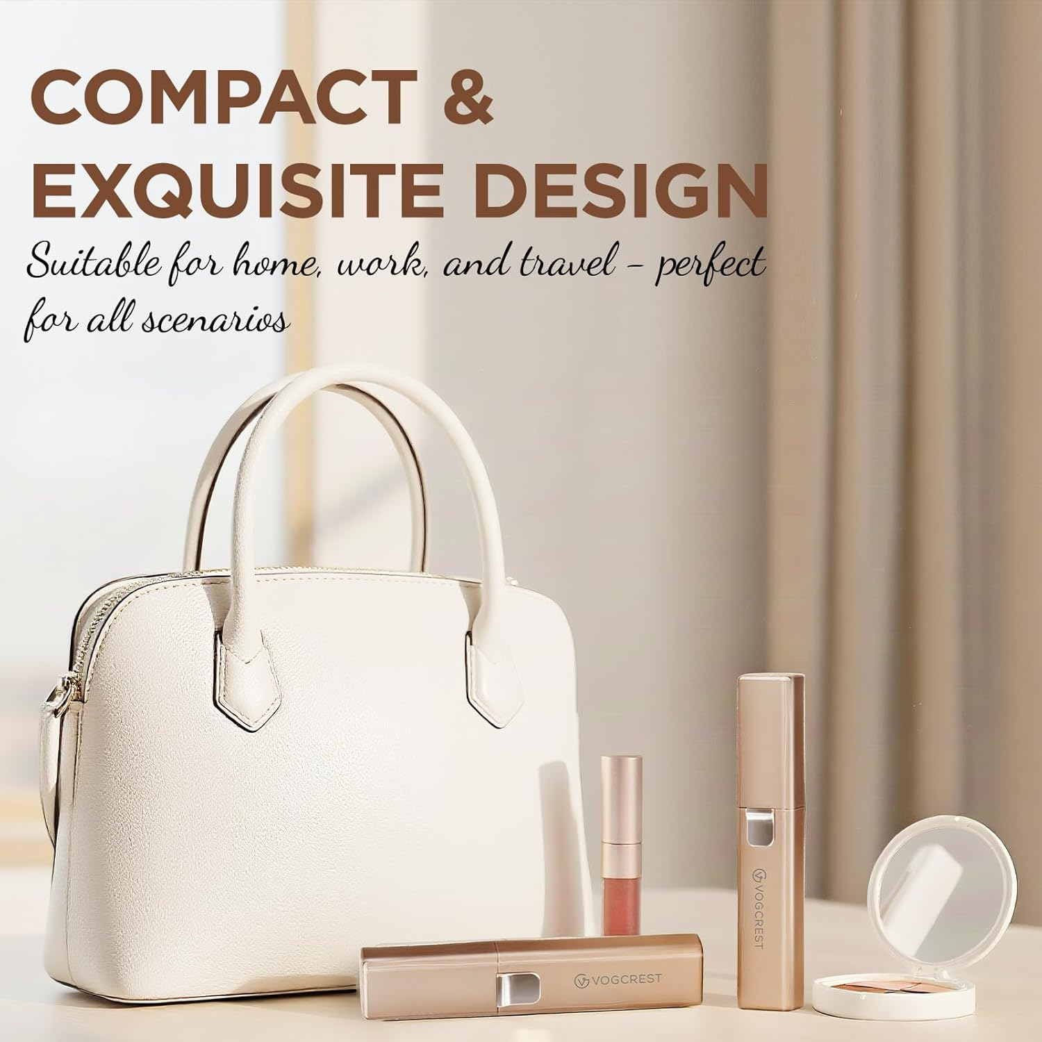 VG VOGCREST Rechargeable Facial Hair Removal for Women: 2-In-1 Electric Eyebrow and Facial Hair Removal Device - Suitable for Eyebrows Chin Cheeks Features a Built-In LED Light (Gold) - Green image number 6