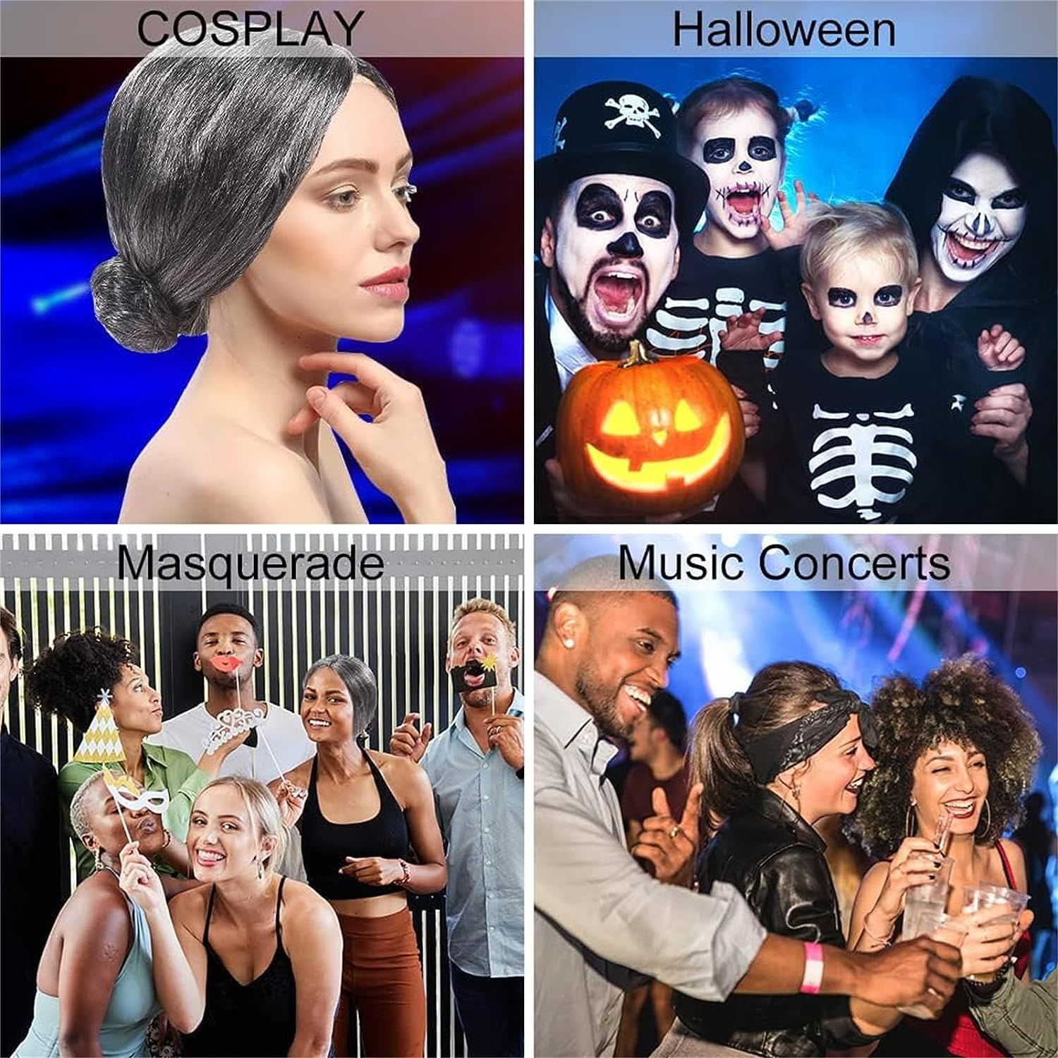 7 Pcs/Set Grandma Old Lady Dress up Set, Granny Wig Adult Halloween Cosplay Party Witch Decoration, Old Women Granny Wig for Halloween Cosplay 100 Days image number 5