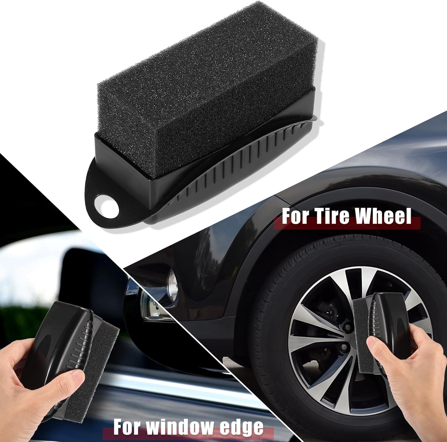 2Pcs Car Wheel Waxing Sponge and Tire Shine Applicator Pad - Dressing Applicator for Vehicle Tires, Black