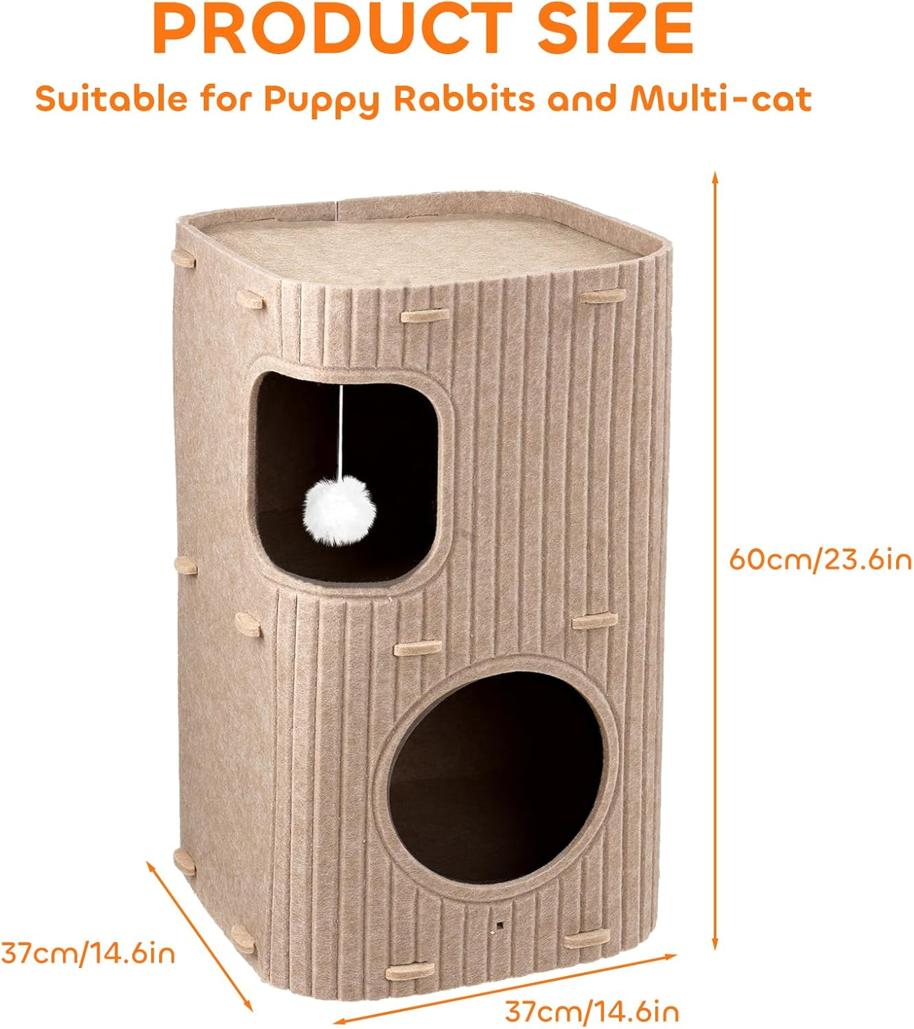 Cat House for Indoor, 2-Tier Cat Cave Beds, Pet Cat House Foldable, Hideaway Cube with Scratch Pad, Ball Hanging and Cushions, for Multi Small Pet Kitten image number 1
