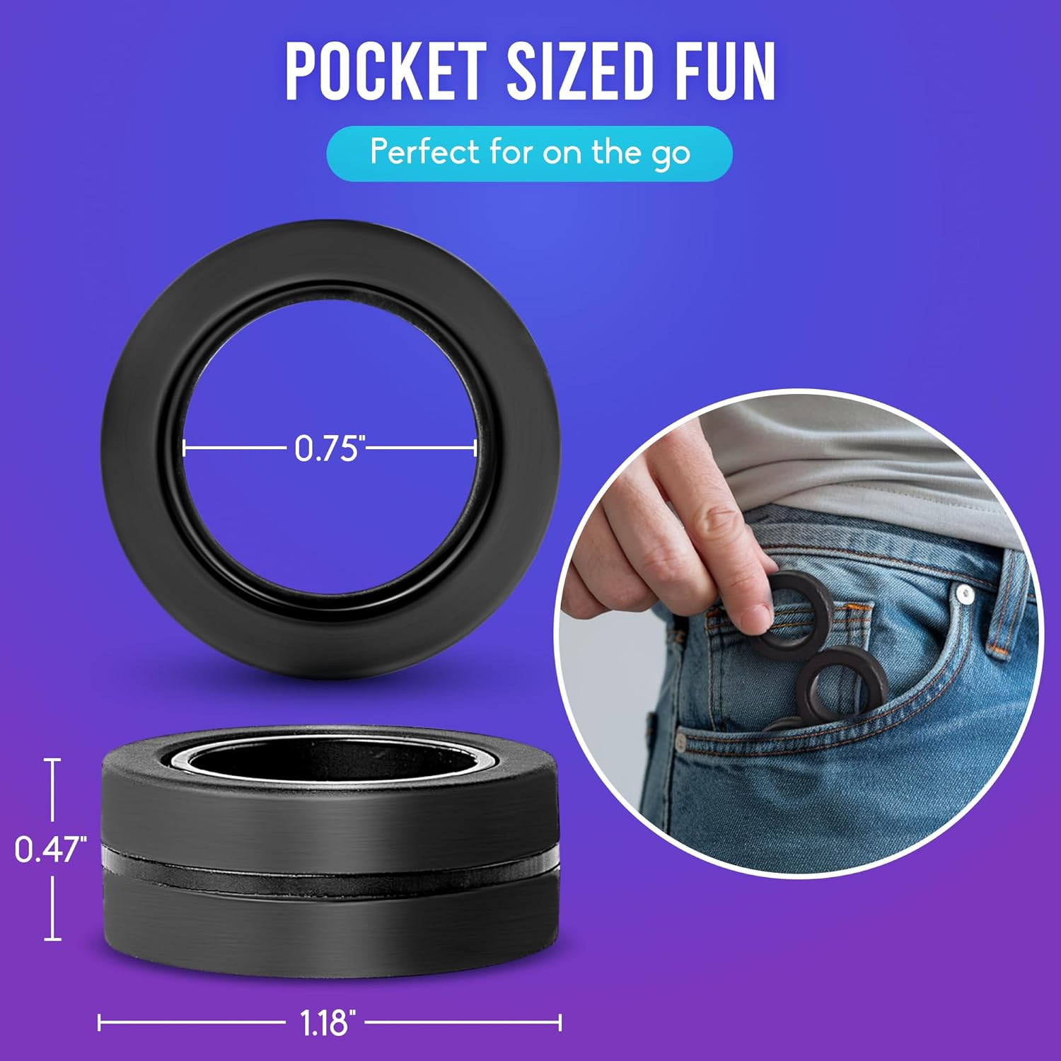 Bunmo Fidget Toys - Magnetic Fidget Rings Fidget Toy. the Fidget Ring Spins, Connects, and Separates, Making Ideal Stress Toys. image number 4