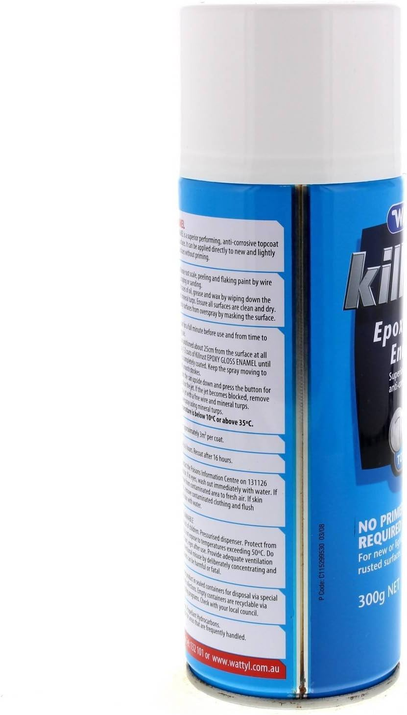 Killrust Gloss Enamel White Aero Spray Paint Can 300G Wattyl Anti-Corrosive image number 6