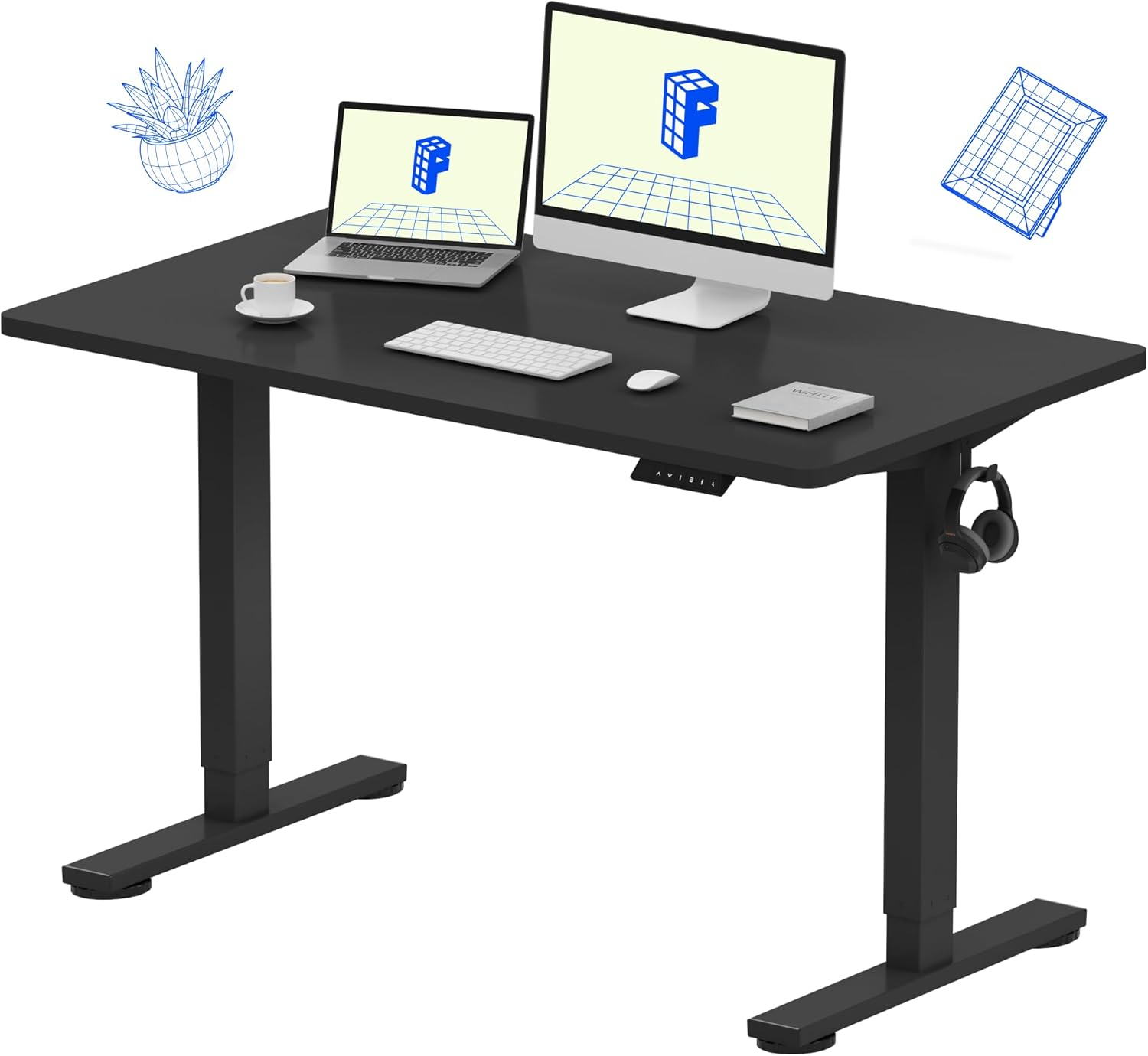 FLEXISPOT Electric Standing Desk 120&times;60Cm Height Adjustable Desk Sit Stand Desk Home Office Desks Whole-Piece Desk Board Black Frame + 120Cm Black Table Top image number 6