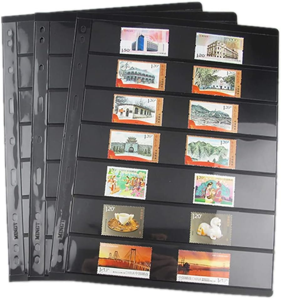 Pack of 20 Sheets Double Sided Stamp Album Stock Pages with 9 Binder Holes image number 4