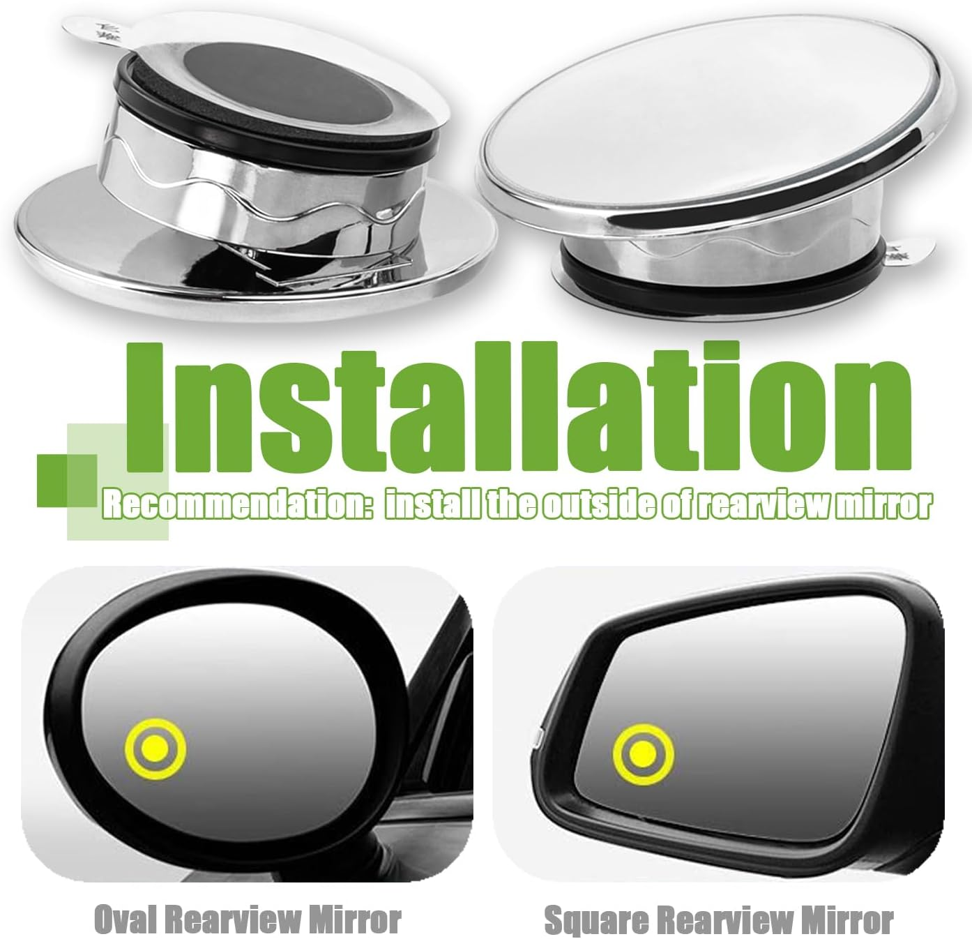 2 Pcs 360&deg; Rotate Car Blind Spot Mirrors HD Glass Side Blindspot Mirror round Shaped Frameless Rear View Mirrors with Suction Cup, Car, Van, SUV, and Trucks Accessories (Silver) image number 3