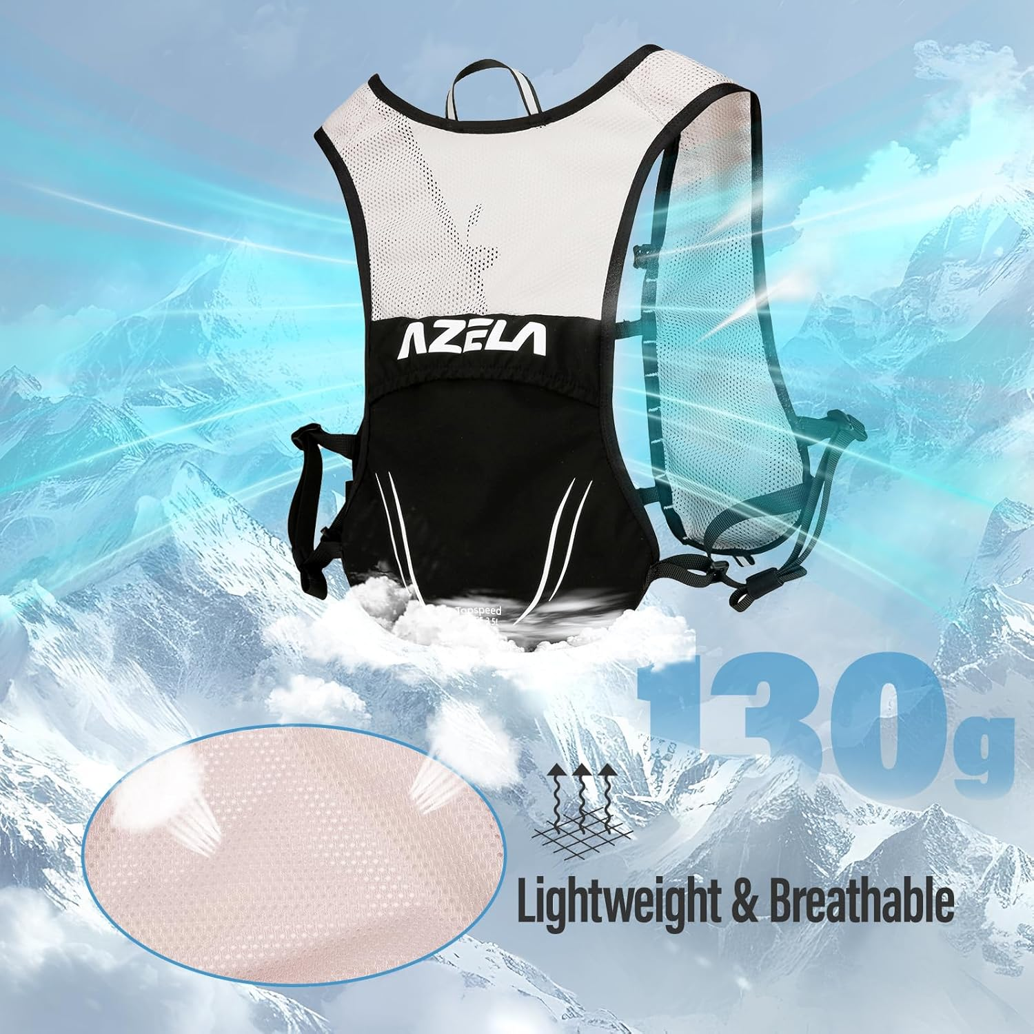 Running Vest Backpack, Lightweight Breathable Hydration Vest with Reflective Strips, Multi-Functional Adjustable Running Vests Womens Men for Outdoor Hiking Cycling image number 2