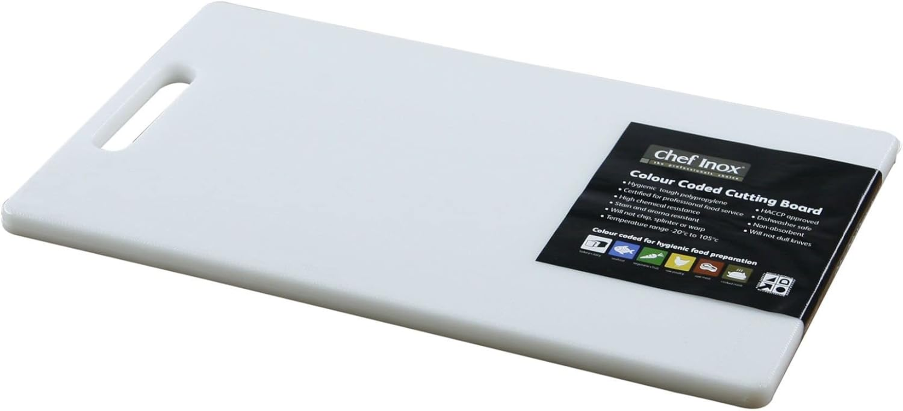 Chef INOX Polypropylene Cutting Board with Handle, 250 Mm X 400 Mm X 12 Mm Size, White