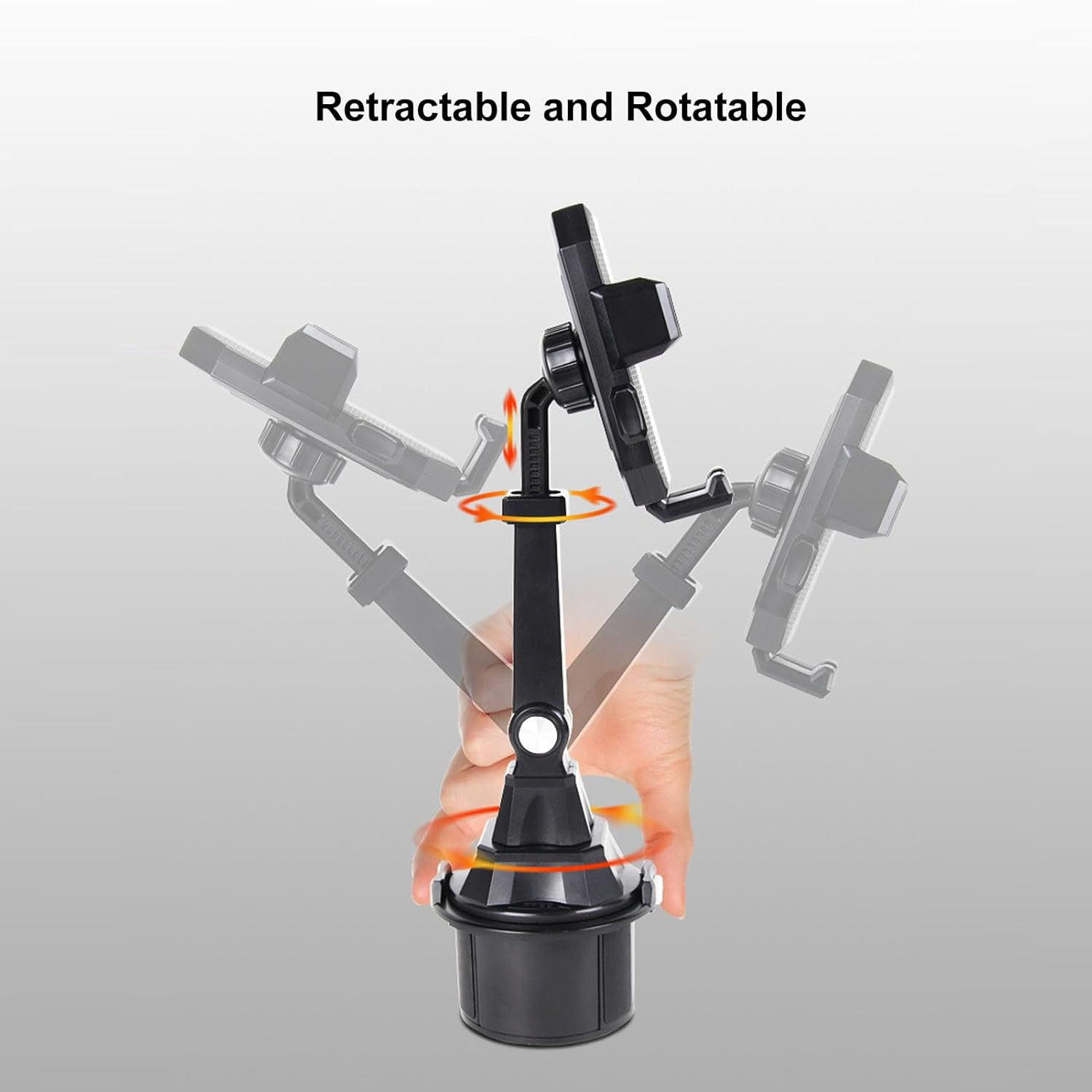 Cup Holder Phone Mount, ABS 360&deg; Rotation, Universal Cell Phone Holder for 4-7 Inch Smartphones with Long Neck, Adjustable Base for Car, Truck, Rvs, Boats, Golf Carts image number 1