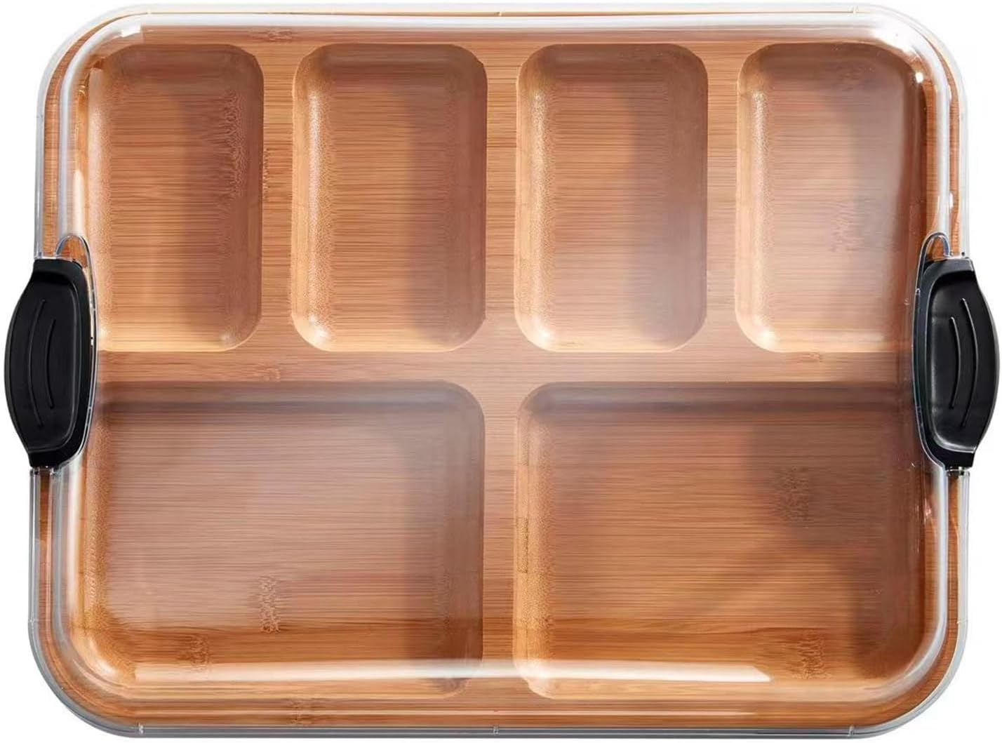 Charcuterie Board with Built-In Compartments and Clear Locking Lid with Black Handles - Perfect Charcuterie Board and Snack Tray for Parties and Entertaining, 11X14 Inches image number 1