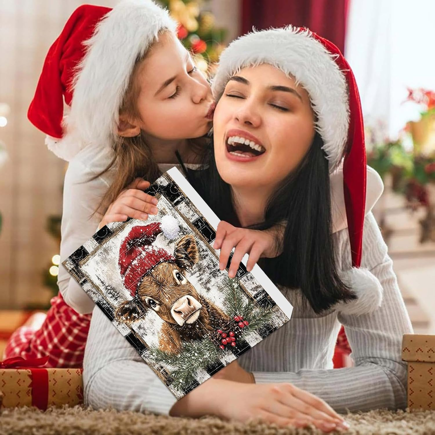 Highland Cow, 2024 Christmas Highland Cow, Highland Cow Hanging Ornaments for Christmas Decorations, Enjoy 24 Days Countdown Calendar image number 2