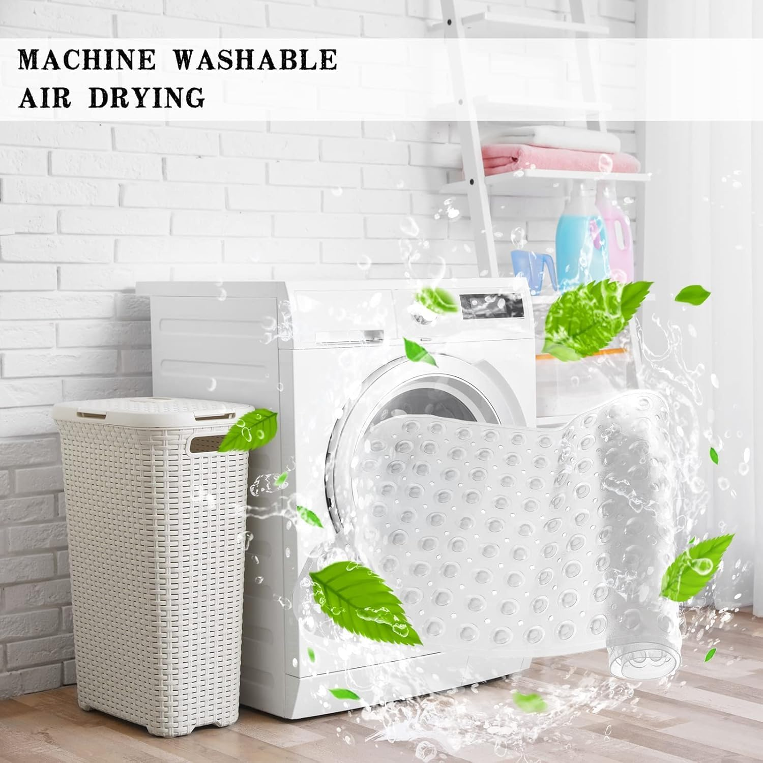 Non-Slip Bath Mat with Suction Cups, 100X40Cm Extra Long Bathtub Mats，Anti-Mould, Machine-Washable, Latex-Free， Shower Mat Ideal for Elderly (Clear) image number 6