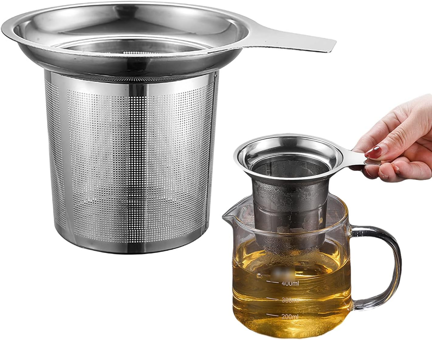 Premium Stainless Steel Universal Tea Strainer,Stainless Steel Fine Mesh Tea Infuser & Coffee Filter Strainer - Reusable, Easy Clean Brew Basket for Loose Leaf Tea and Ground Coffee image number 5