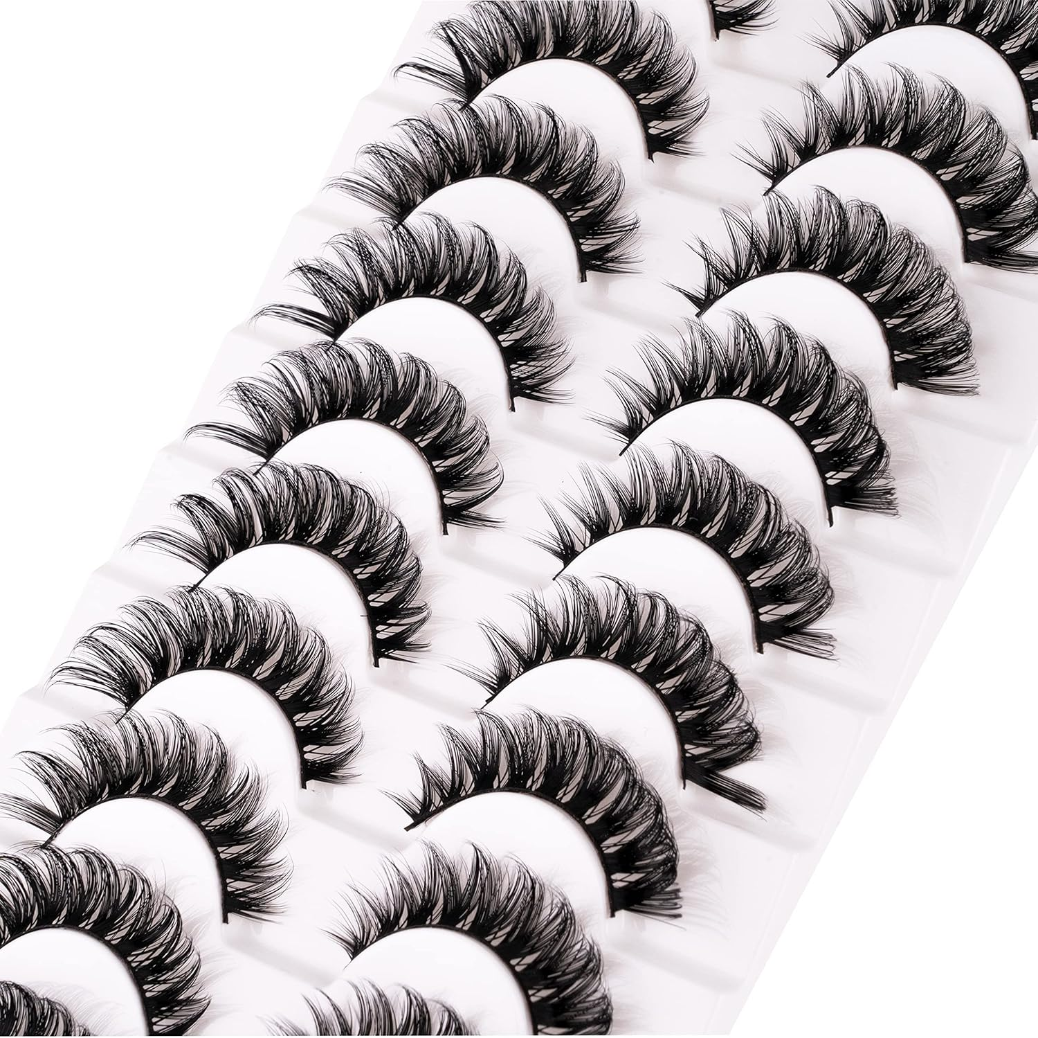 Russian Strip False Eyelashes D Curl Soft Faux Mink Lashes Natural Curly Cat Eye Fake Lashes Extension 10 Pairs Happy Heartbeat(Ic9)