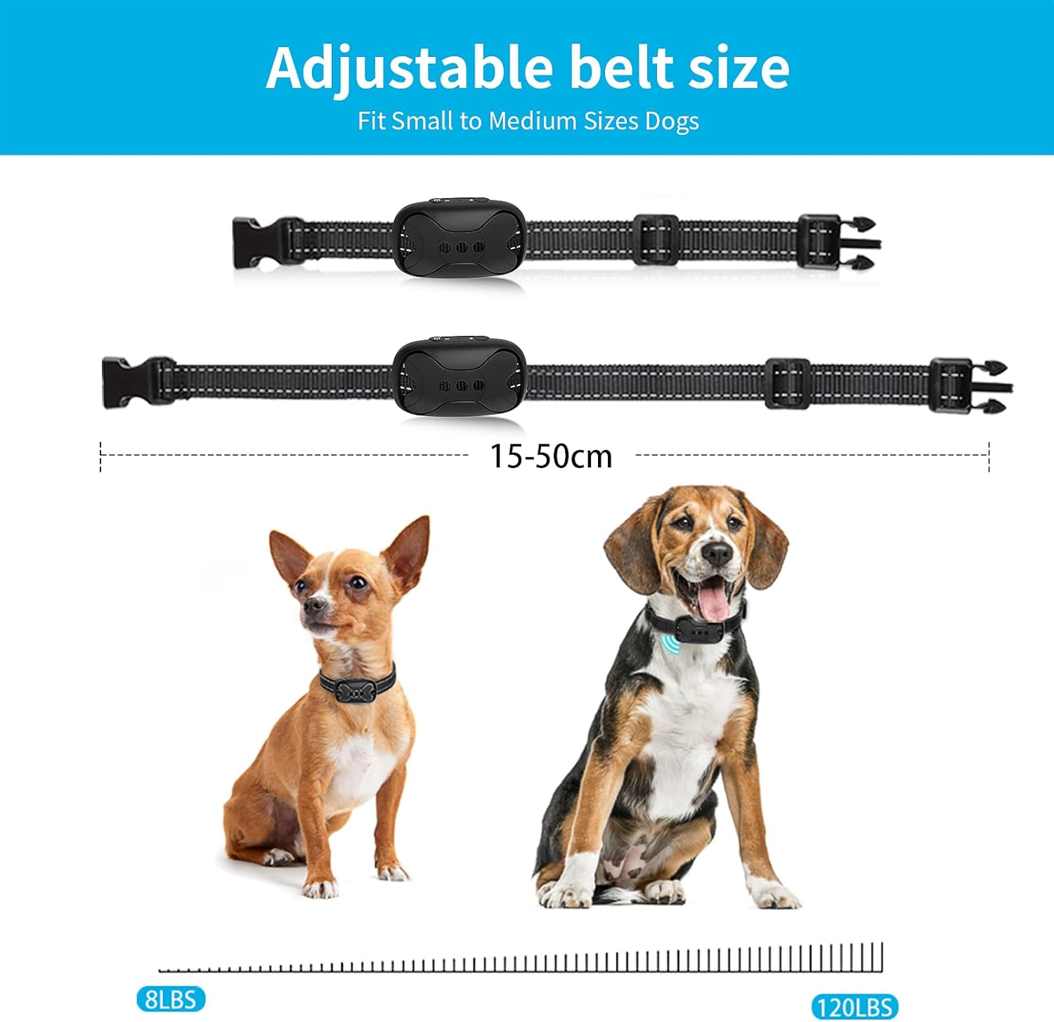 Dog Bark Collar - Rechargeable Smart anti Barking Collar for Dogs - Waterproof No Shock Bark Collar for Small/Medium/Large Dogs - anti Bark Collar for Dogs with 5 Sensitivity Levels (Black) image number 1