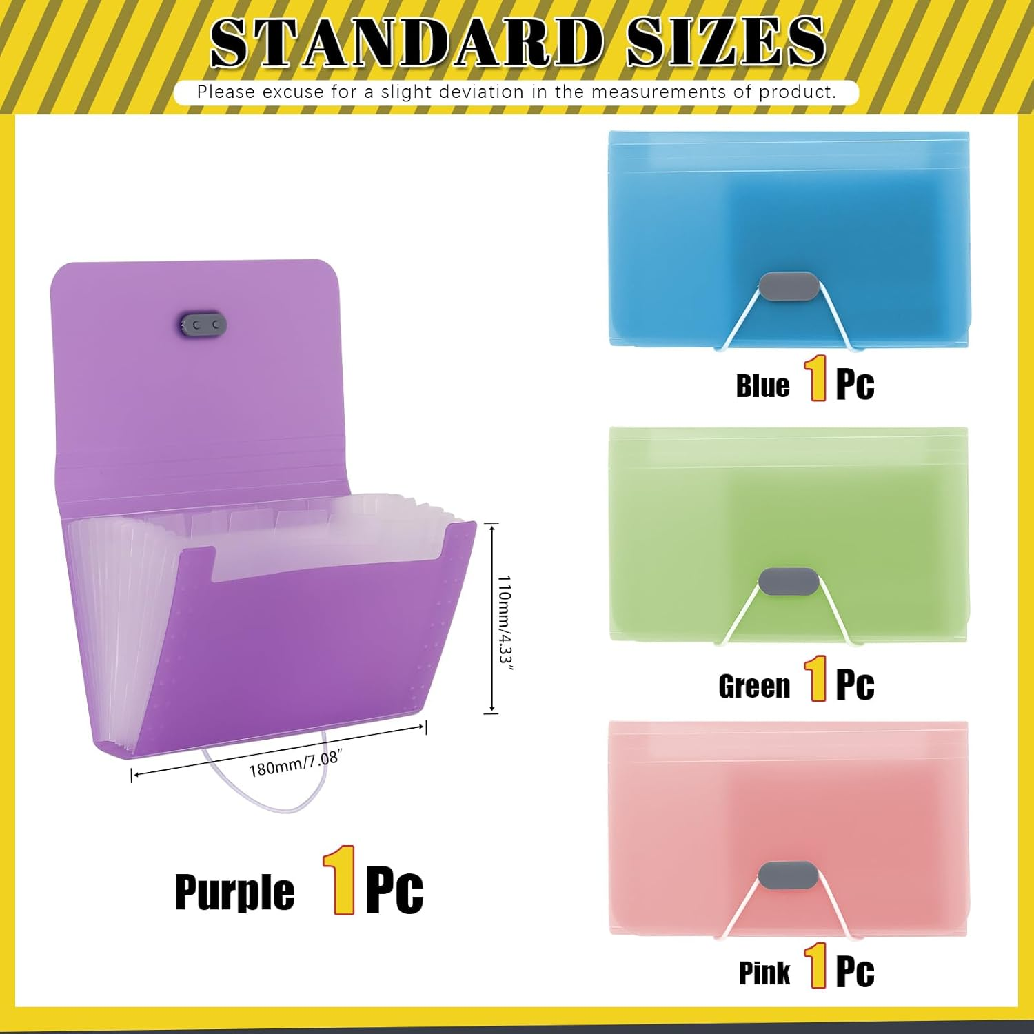 4Pcs A6 Expanding File Folder with Label, 13-Pockets Mini Accordion File Organizer Portable Receipt Organizer Mini Organizer Wallet for Storage Invoice Receipt Cards