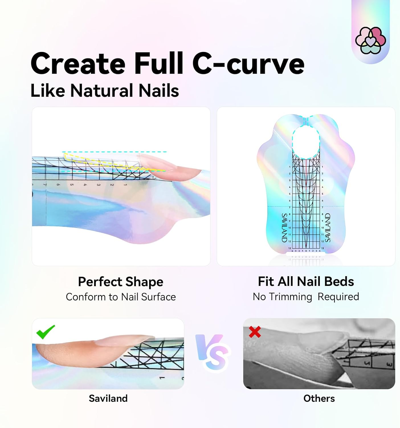 SAVILAND Long Length Nail Forms: 100Pcs Professional Poly Gel Nail Forms Sturdy Nail Extension Forms Paper Nail Forms Self-Adhesive Nail Model Stencils for Acrylic Nails Builder Nail Gel Nail Art image number 1