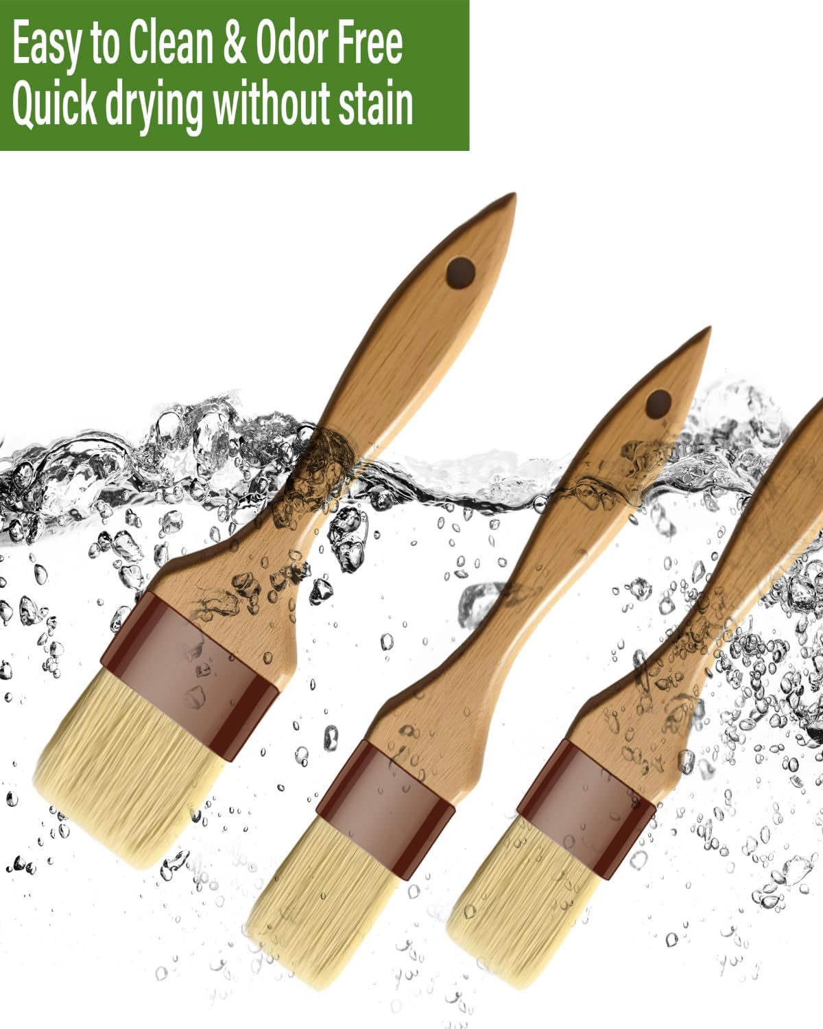 Basting Brush-Pastry Brush,Oil Brush for Cooking,Boar Bristles BBQ Brushes for Grill,Beech Wooden Handle Food Brush for Baking/Spreading Marinade/Sauce/Butter/Egg/Kitchen Baster Brushes(1.5 1 Inch) image number 5