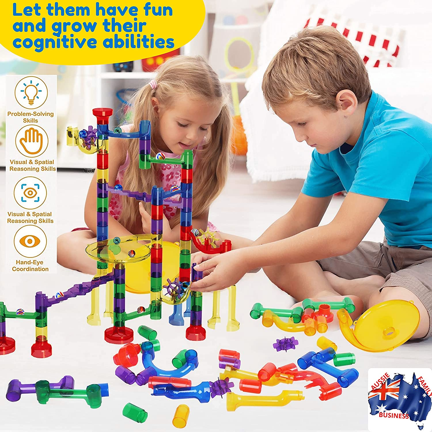 Marble Run Set with LED Flashing Marbles &ndash; 160Pc STEM Marble Maze Toy for Kids 5+ &ndash; Fun, Creative Educational Engineering Gift for Boys & Girls &ndash; Includes Glass Marbles, Storage & Guide &ndash; by Teachers image number 5