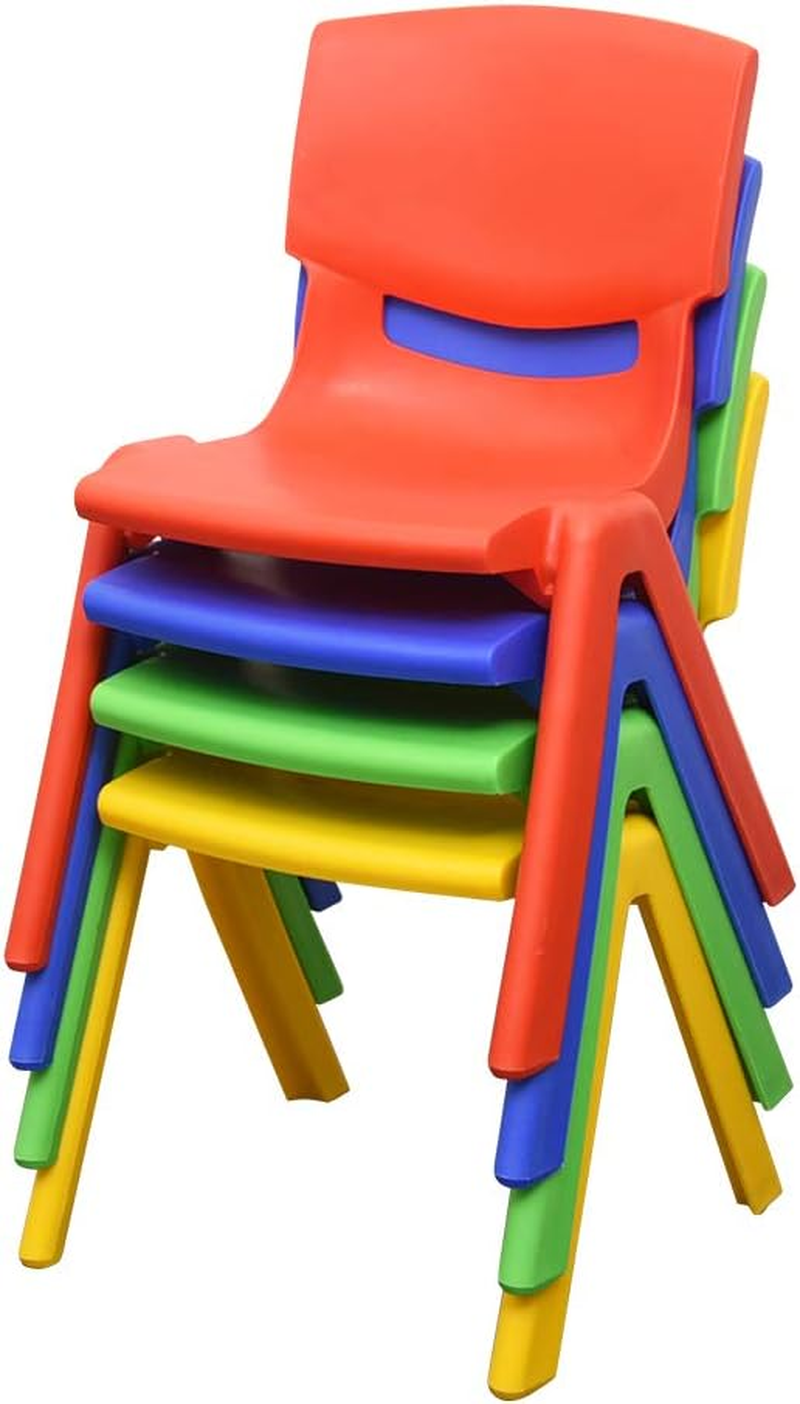 Set of 4 Kids Plastic Chair Yellow Blue Red Green up to 100KG