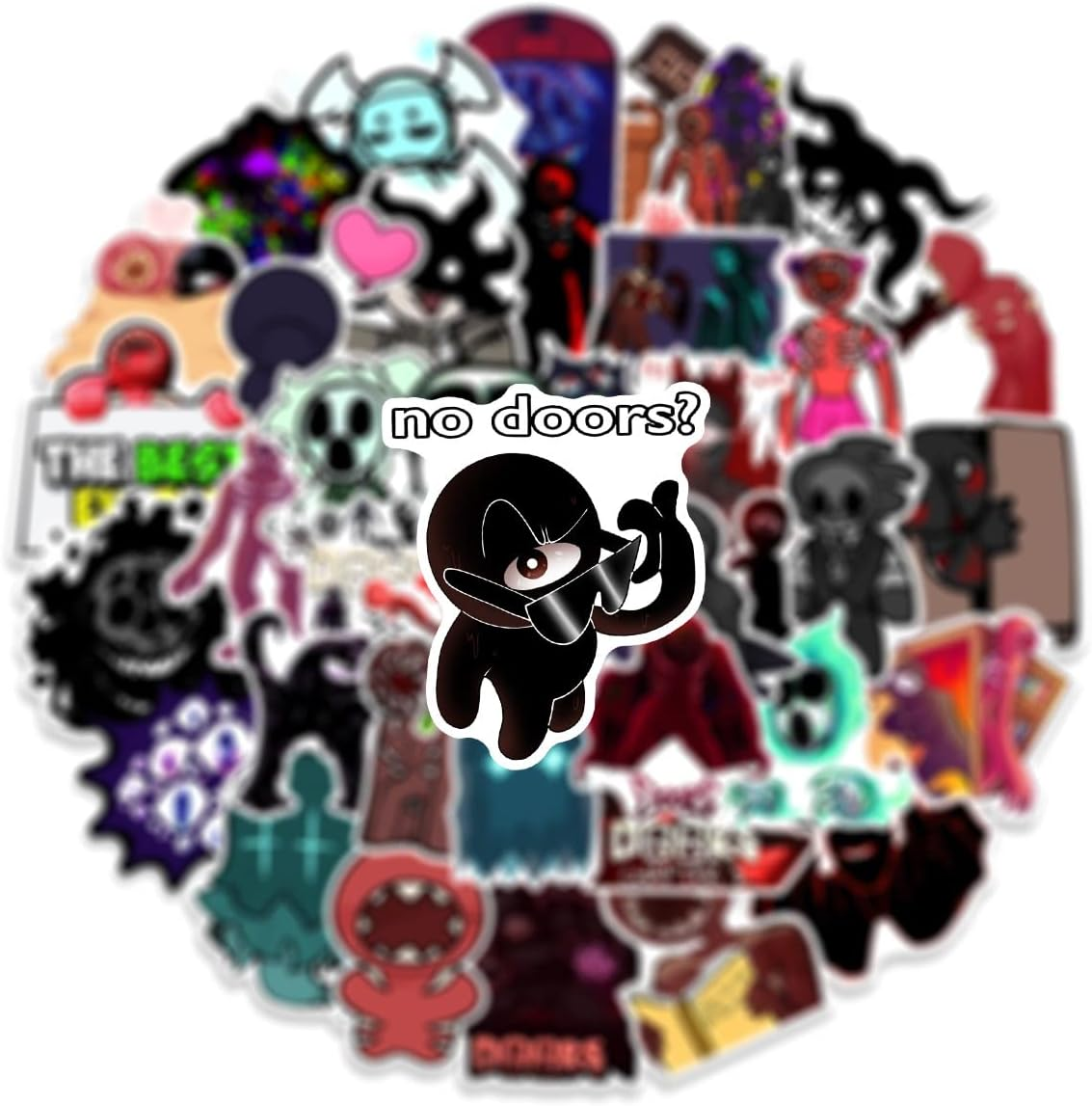 Doors Roblox Figure Sticker Doors Roblox Figure Sticker Set 50 Pieces Cute Decoration for Car Laptop Skateboard Bicycle Moped Motorcycle Bicycle Computer Suitable for Adults Children image number 2