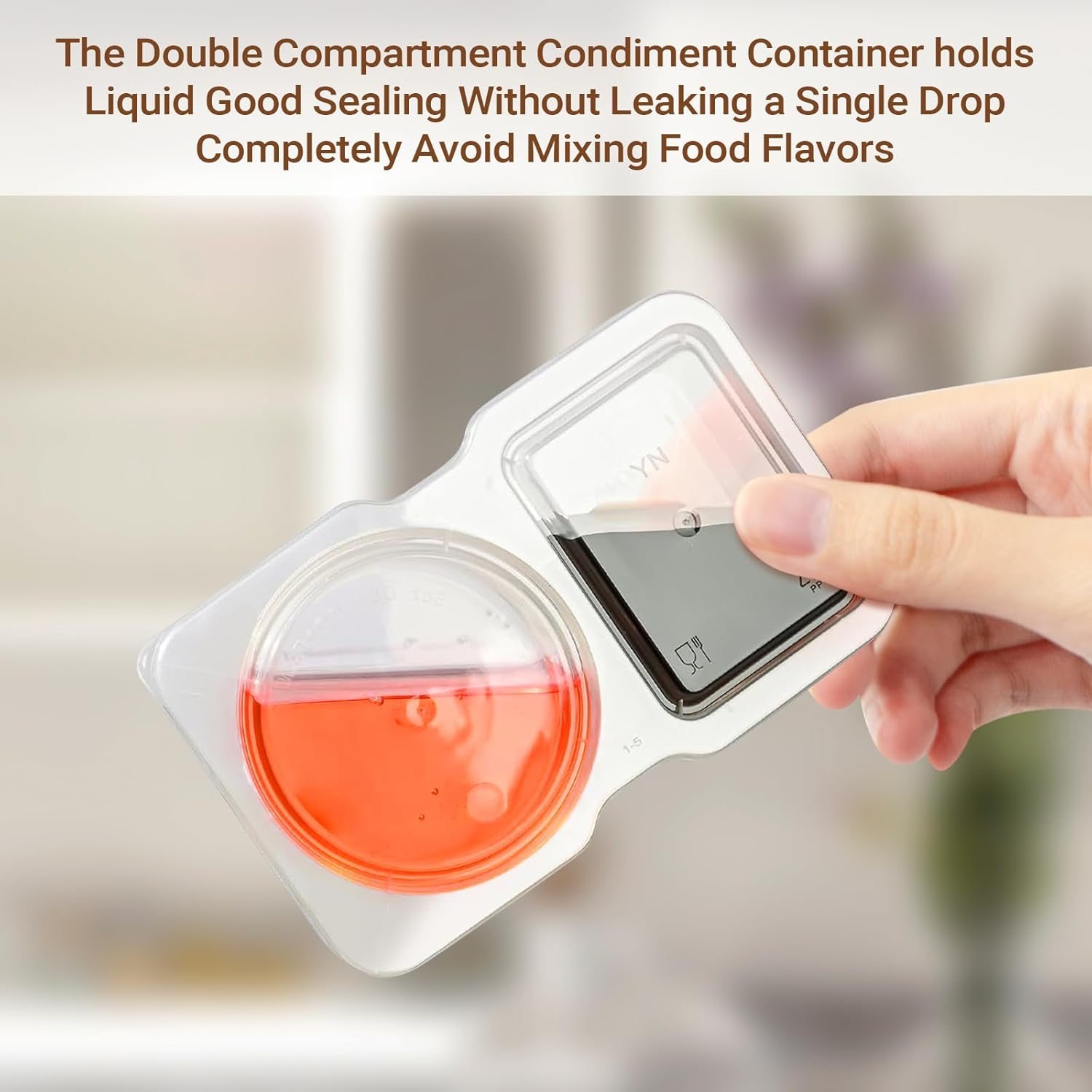 40 Pcs Double Compartment Condiment Containers with Lids, 2 Compartment Snack Containers Portion Cups Reusable Plastic Snack Container for To-Go Sauce, Sampling, Travel Snack image number 2