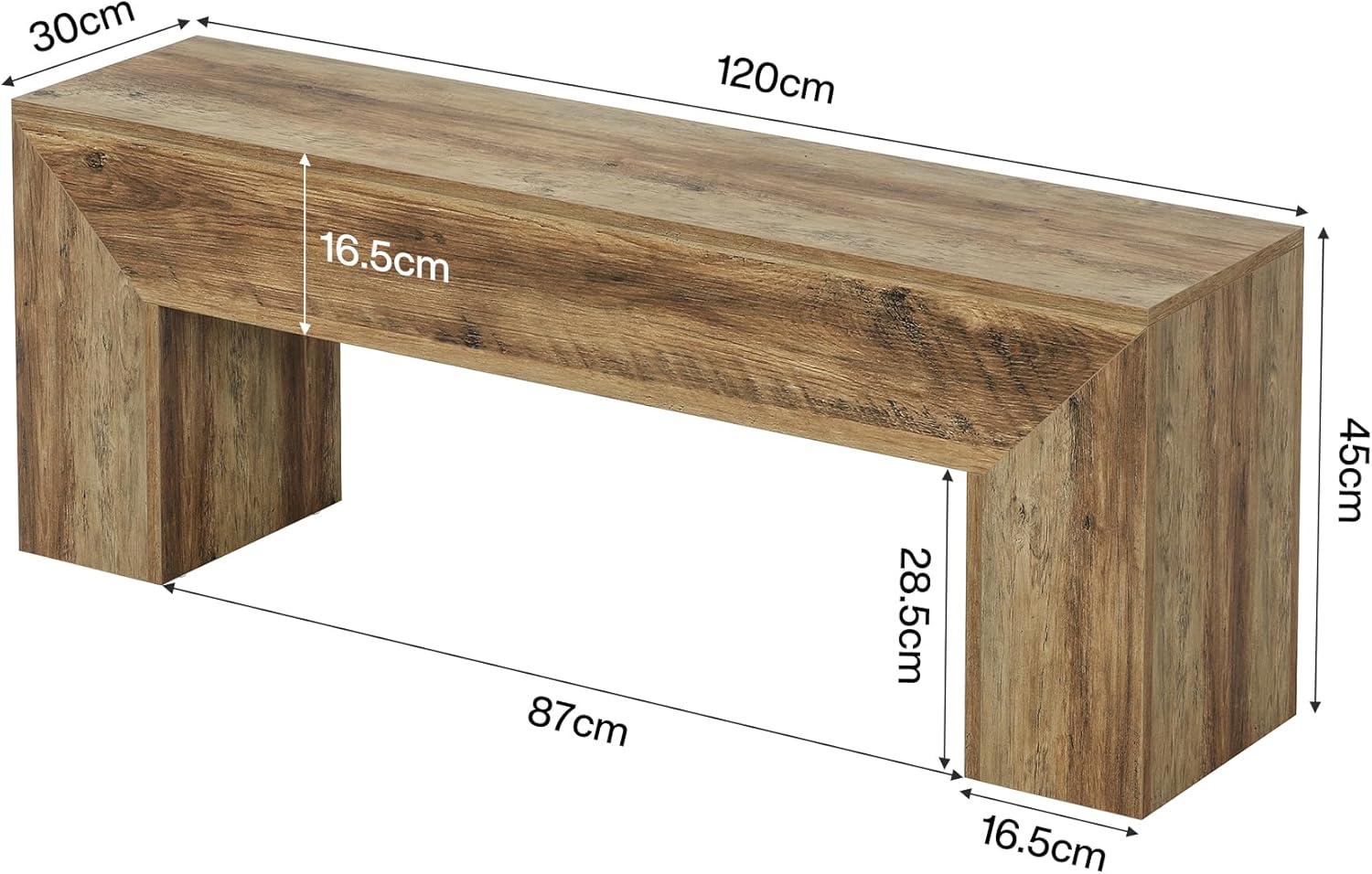 Tribesigns 120Cm Wood Bench, Farmhouse Entryway Bench Seat, Indoor End of Bed Bench with Storage Capability for Living Room, Bedroom, Hallway, Easy Assembly, Oak Brown image number 4