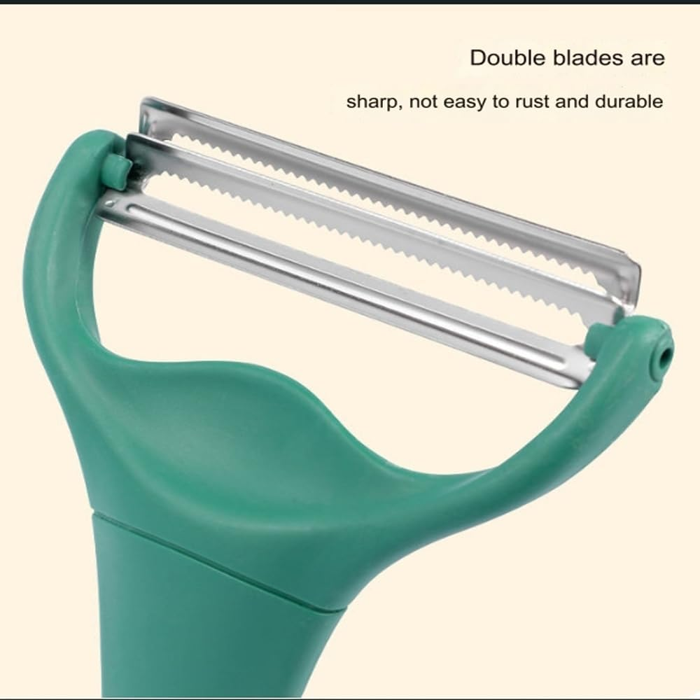 Cabbage Peeler, Shaving Many With, Julienne Peeler Stainless Steel, 2 Blades, Ideal Vegetable Peeler for Easy Shredding and Julienne Cutting Dark Green image number 4