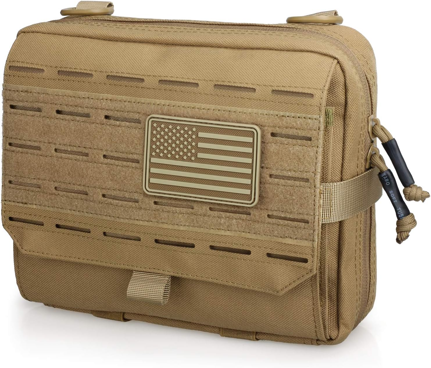 WYNEX Tactical Molle Admin Pouch of Tri-Fold Open Design, Molle Tool Pouch First Aid Pouch EDC Utility Pouches Tools Bag Molle Attachment Organizer Include U.S.A Flag Patch image number 2
