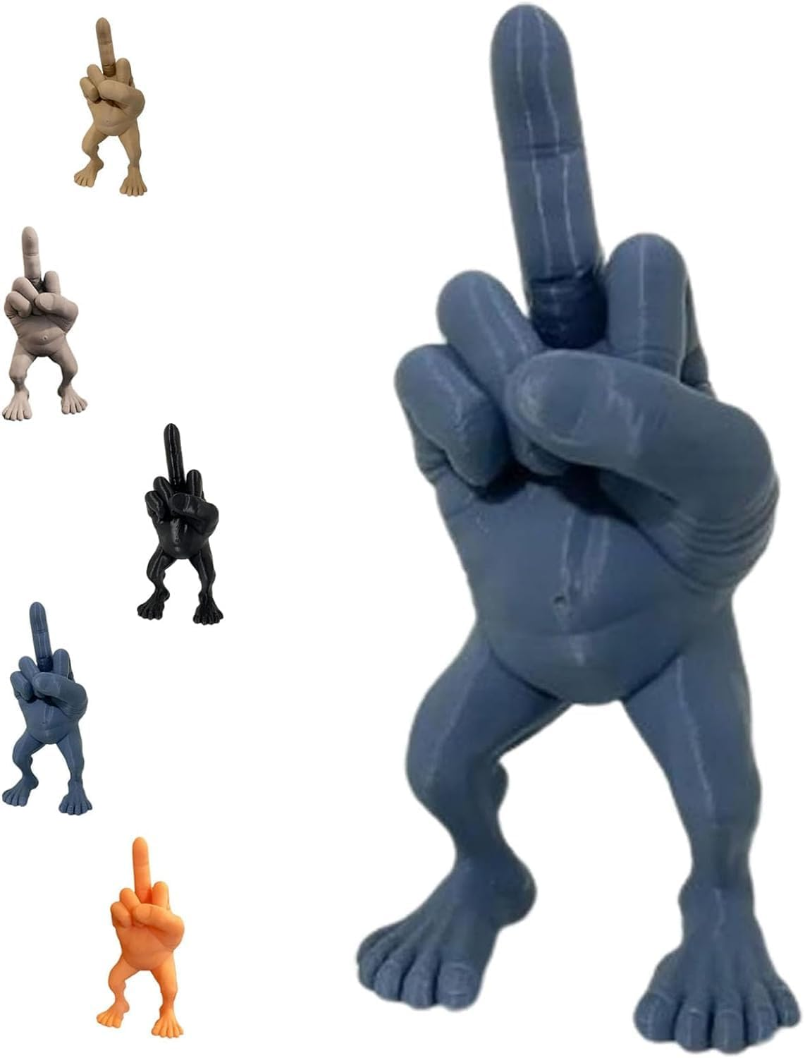 Middle Finger Figure with Legs - Funny Sculpture Gifts, Desk Accessory, 3D Figurine Gag Gift, Home Office Statue Decoration Ornament (Navy, 7In) image number 2