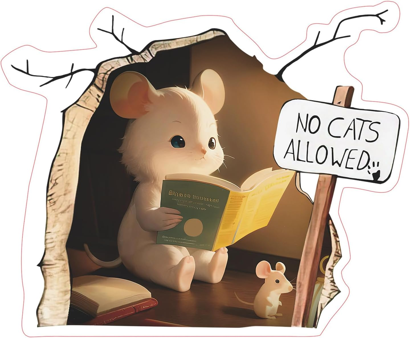 Shudyear 12PCS Cute Luminous Wall Decals Adorable Mouse Reading Book Kids Room Wall Decor Sticker Decal, Home, Bedroom, Classroom, Bookcase, Book Lover, Children,3D(Glow Set 1) image number 4