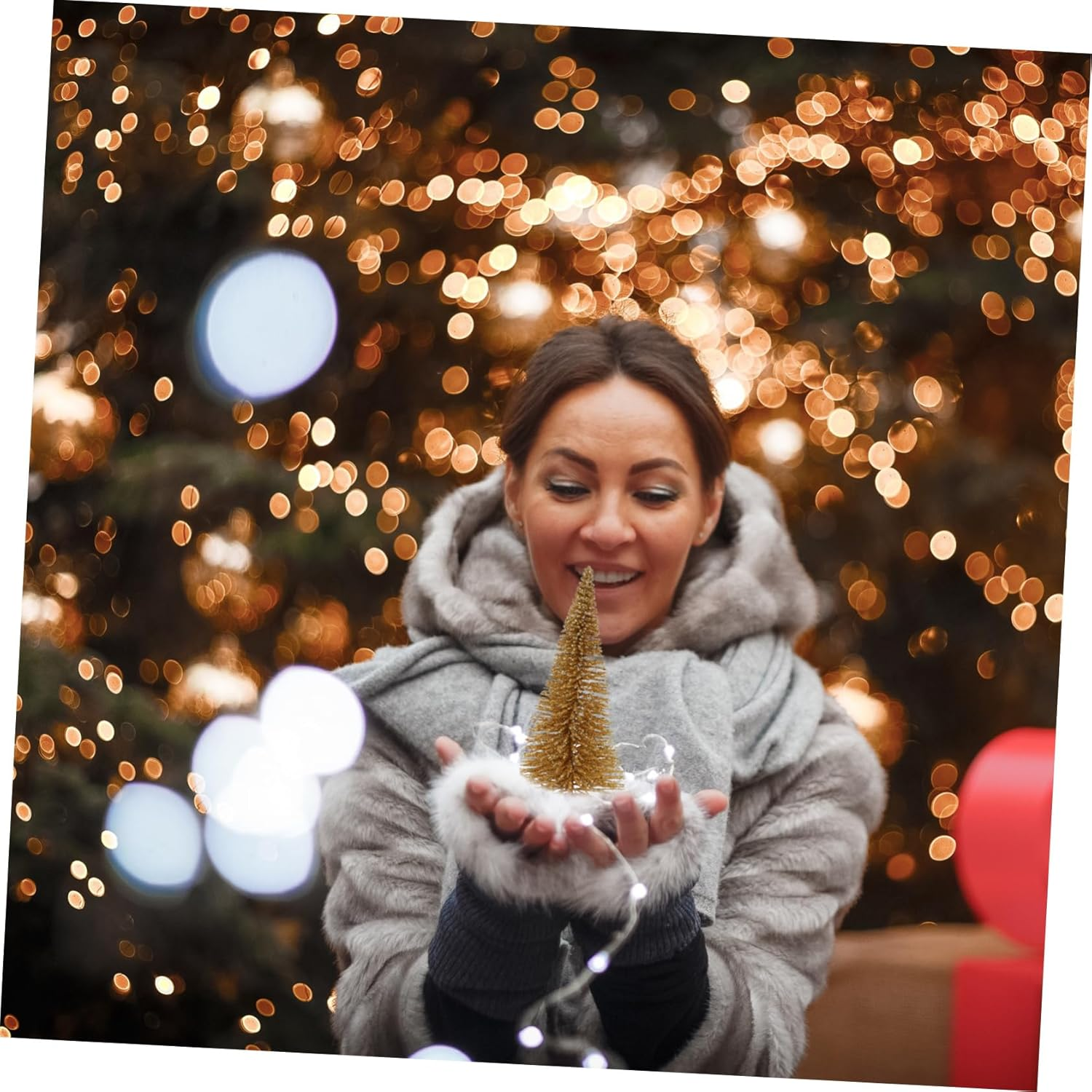 12Pcs Mini Christmas Trees Set Realistic Wood Miniature Xmas Trees for Mantel Decor for Home Office Car Study Living Room Bedroom Bathroom Bar Store image number 5