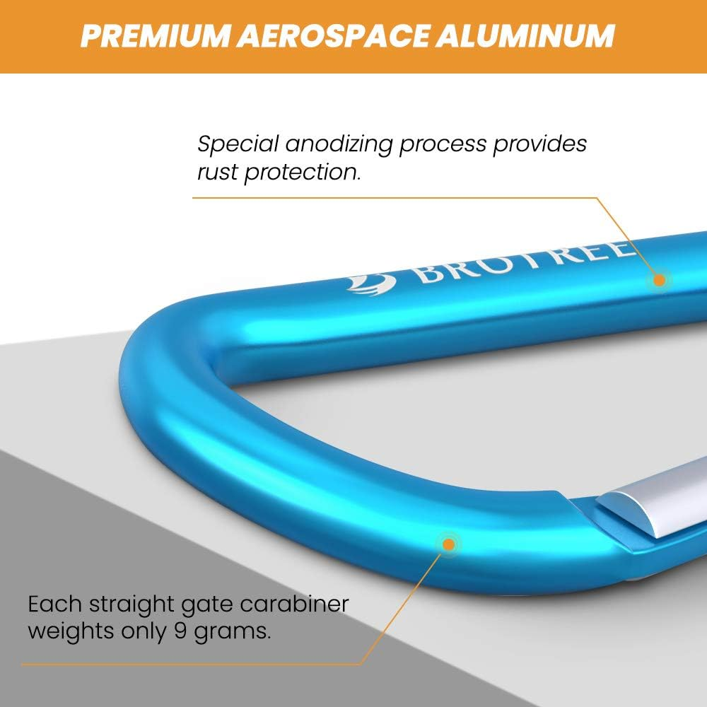 Brotree Small Carabiner Clips Mini Locking Carabiner - 6Cm Aluminum D-Ring - Screw Gate 2 X Grey Green image number 7