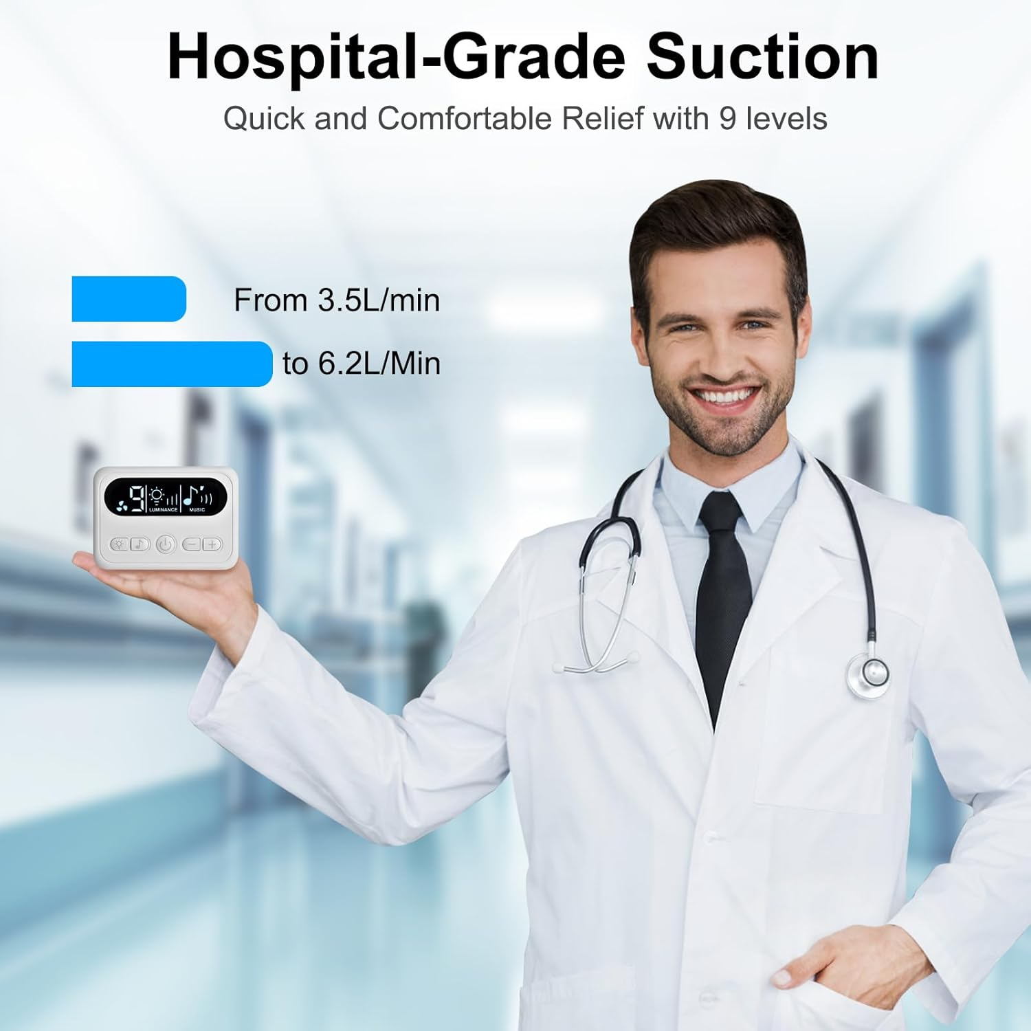 Nasal Aspirator for Baby, Rechargeable Electric Aspirator Hospital Grade Snot Removal with Music and Night Light, Large Flow and Strong Suction for Infants, Babies, Toddlers from 0 to 12 Year Old (Split Type) image number 2