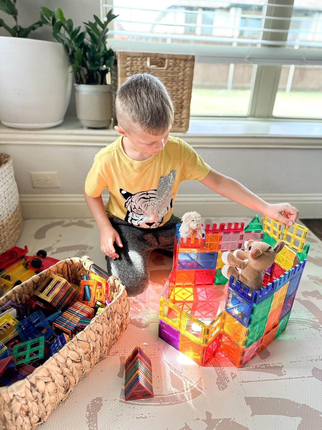 60 PCS Magnetic Building Tiles Kids Toys STEM Magnetic Blocks Sensory Kids Games Magnet Building Blocks for Boys and Girls Aged 3+, Brain Development Preschool Kindergarten Toddler Toys image number 1