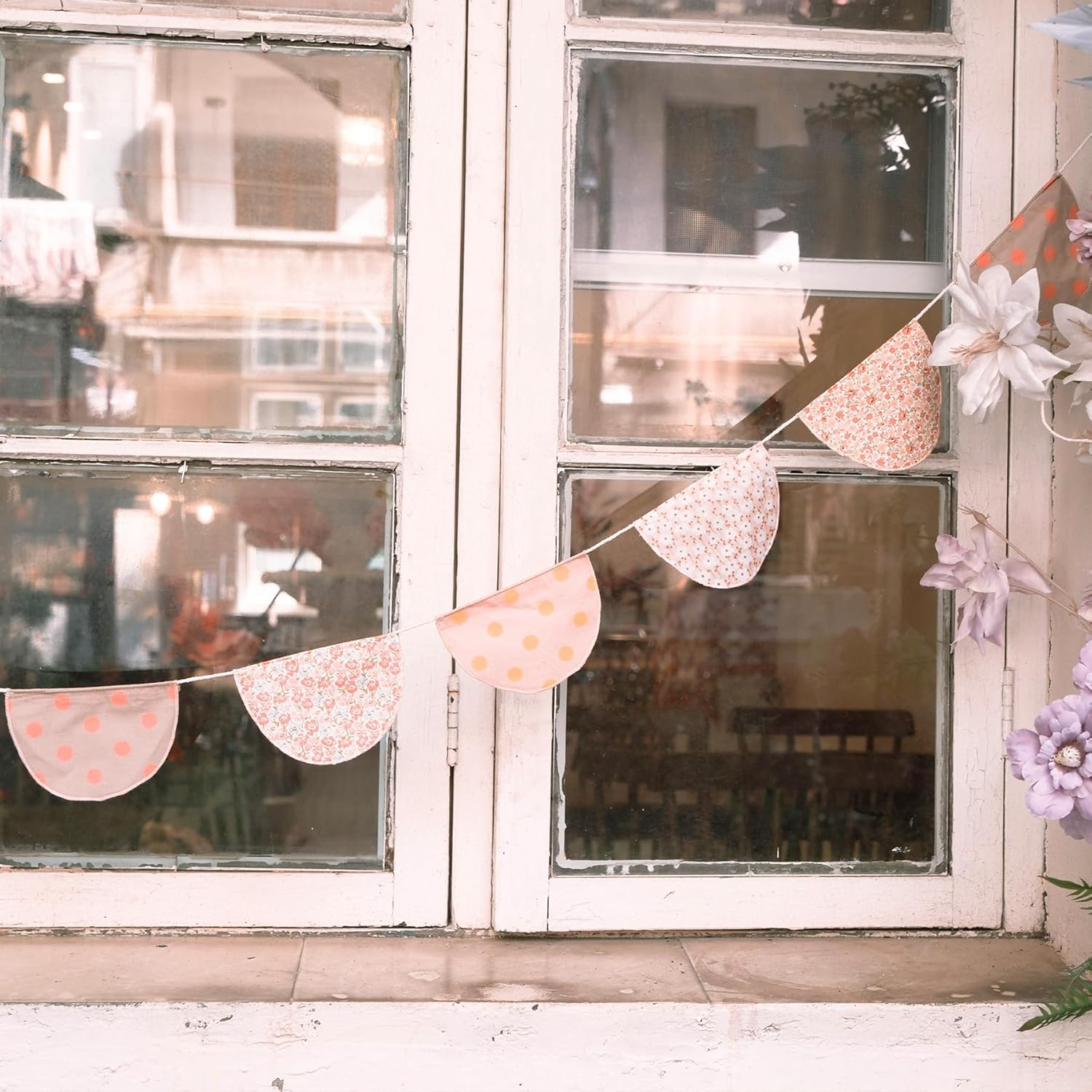 3.9Ft Half Circle Banner - Pastel Cotton Pennants for Kids Tent, Nursery & Birthday Party Decor Pastel Pennant Banner | Single Sided Hanging Banners (Set of 2)