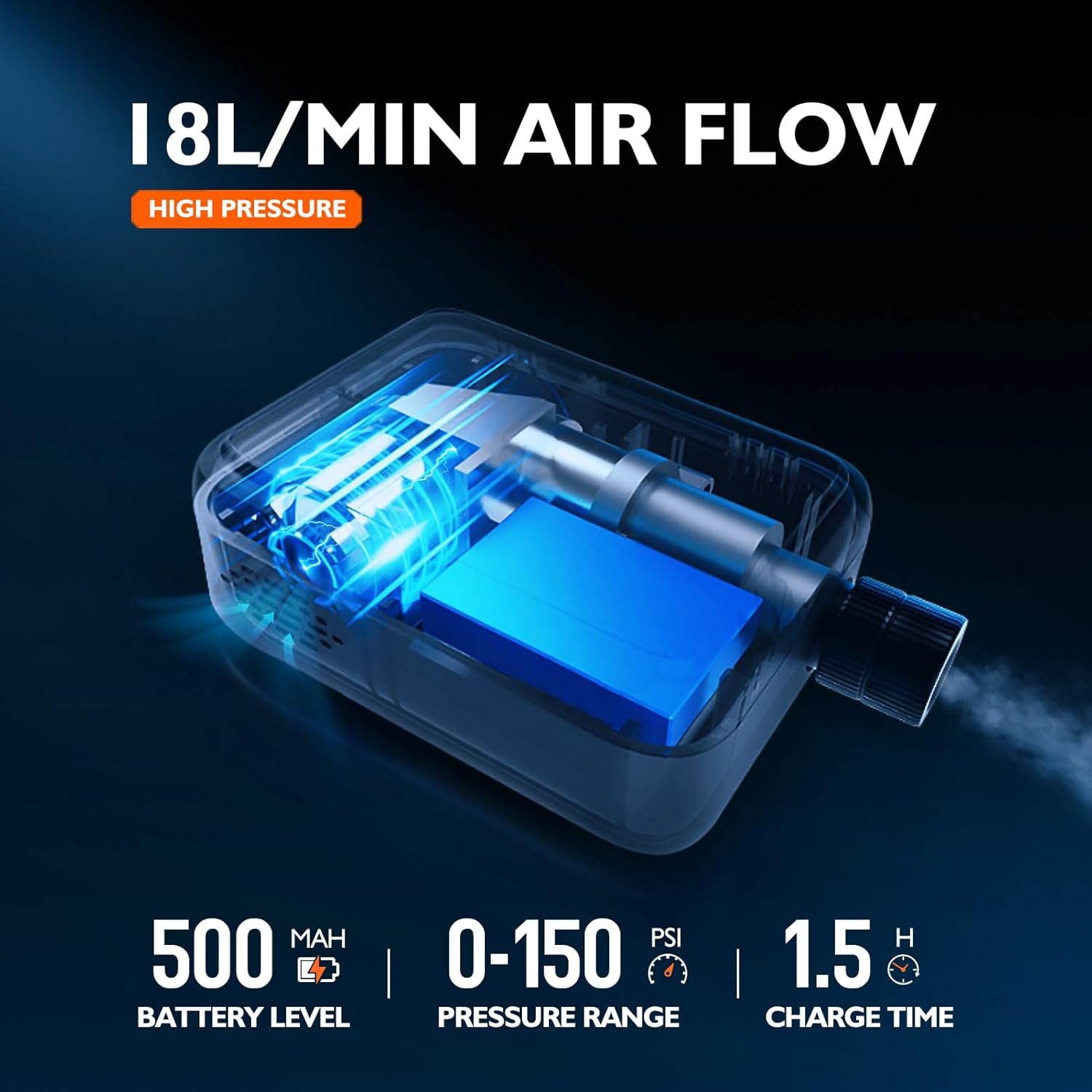 Electric Bike Pump, CYCLAMI Mini Bike Pump 150 PSI Electric Bicycle Air Pump with Digital Pressure Gauge Inflator Portable Air Compressor Presta/Schrader Valve image number 3