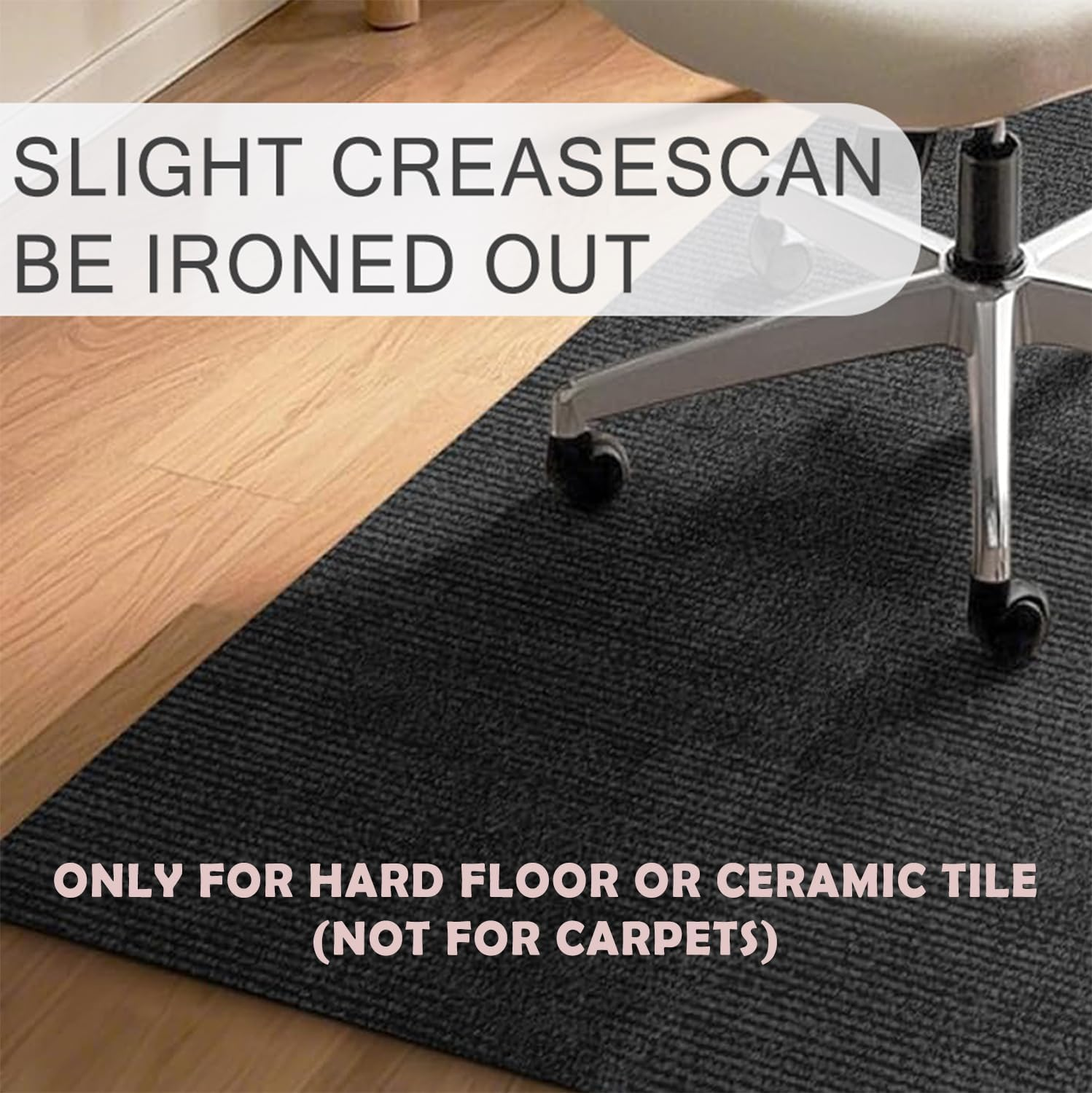 Office Chair Mat for Hardwood Floors - Extra Large 90X140Cm Desk Chair Protector with Anti-Slip Silicone Backing, Noise Reducing & Cut-To-Fit Design, Grey Carpet-Style Floor Protector image number 3