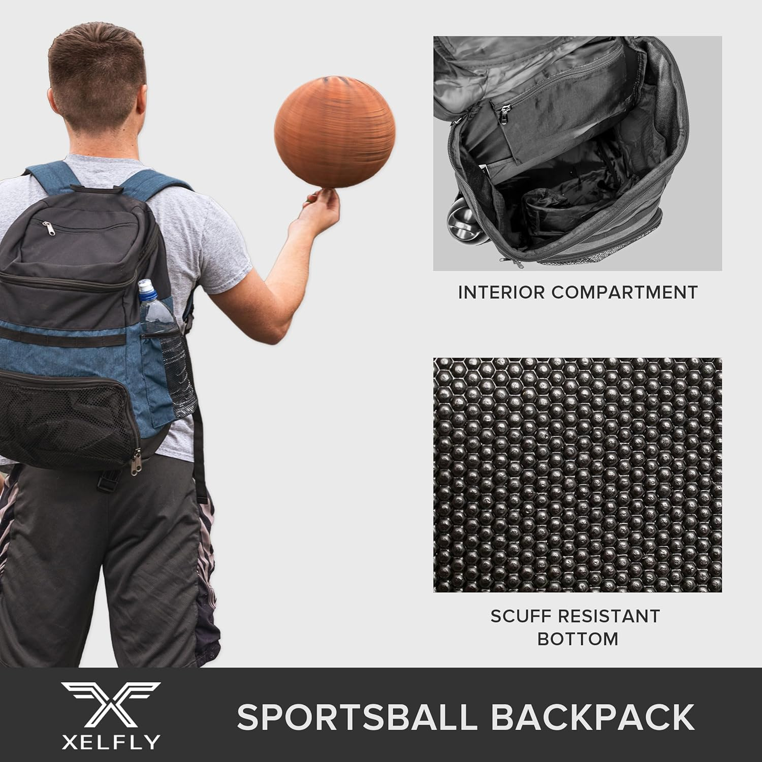 Basketball Backpack with Ball Compartment - Sports Equipment Bag for Soccer Ball, Volleyball, Gym, Outdoor, Travel, Team - 2 Bottle Pockets, Includes Laundry or Shoe Bag - 25L image number 4