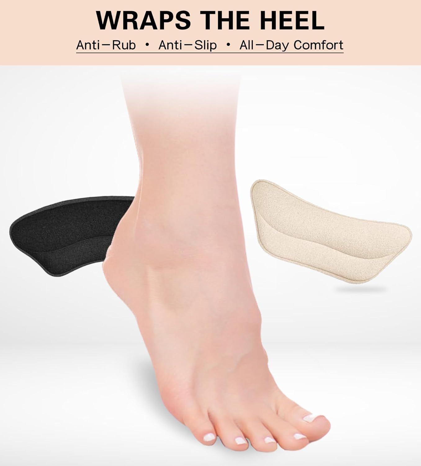 8Pieces Heels Grip Liner | Leather Heel Cushion Pads Back of Heel Protectors Cushions | Self-Adhesive Foot Care Protectors | Heel Pads Snugs for Shoe Too Big Men Women, Filler Improved Shoe Fit and Comfort image number 4