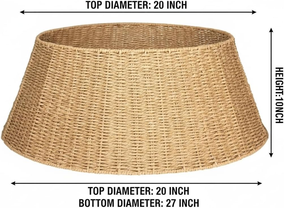 Farmhouse Christmas Tree Collar - Rustic Holiday Decoration - Natural Woven - Base Cover for Christmas Tree - Tree Skirt - Tree Ring image number 3