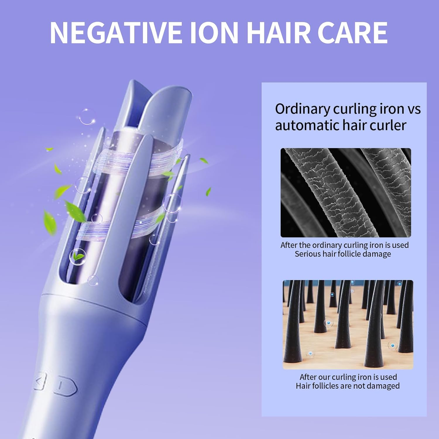 Velasko Self Curling Hair Curler, Extended Barrel 32Mm Anion Rotating Curling Iron, Electric Portable Hair Curler for Long Hair Women Quick Modeling Beach Waves image number 3