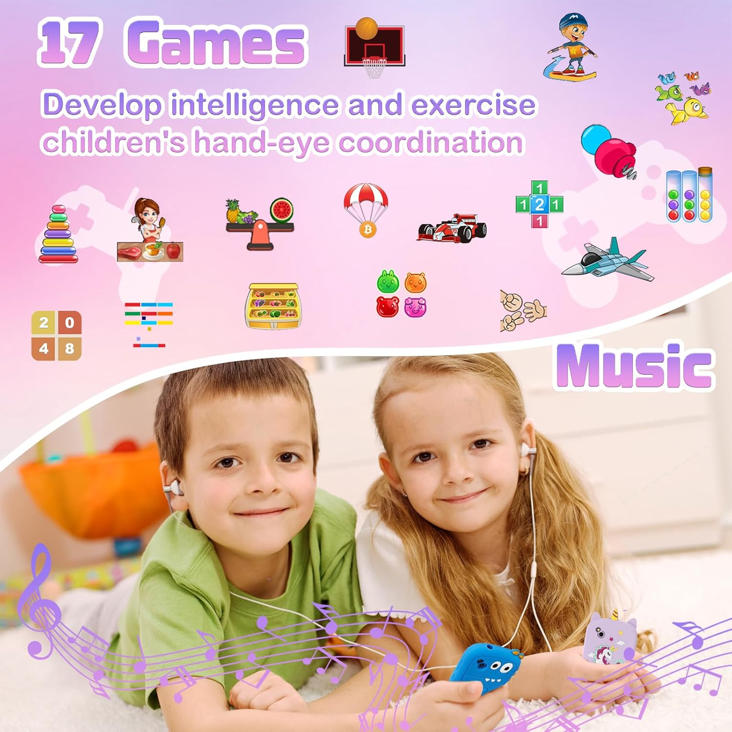 PTHTECHUS&reg; Kids Smart Phone, Easter Christmas for Girls Boys Toddlers Childrens 3-12 Years Old Kids Phone Touchscreen Learning Toys for Birthday Holiday Ideas Pink image number 4